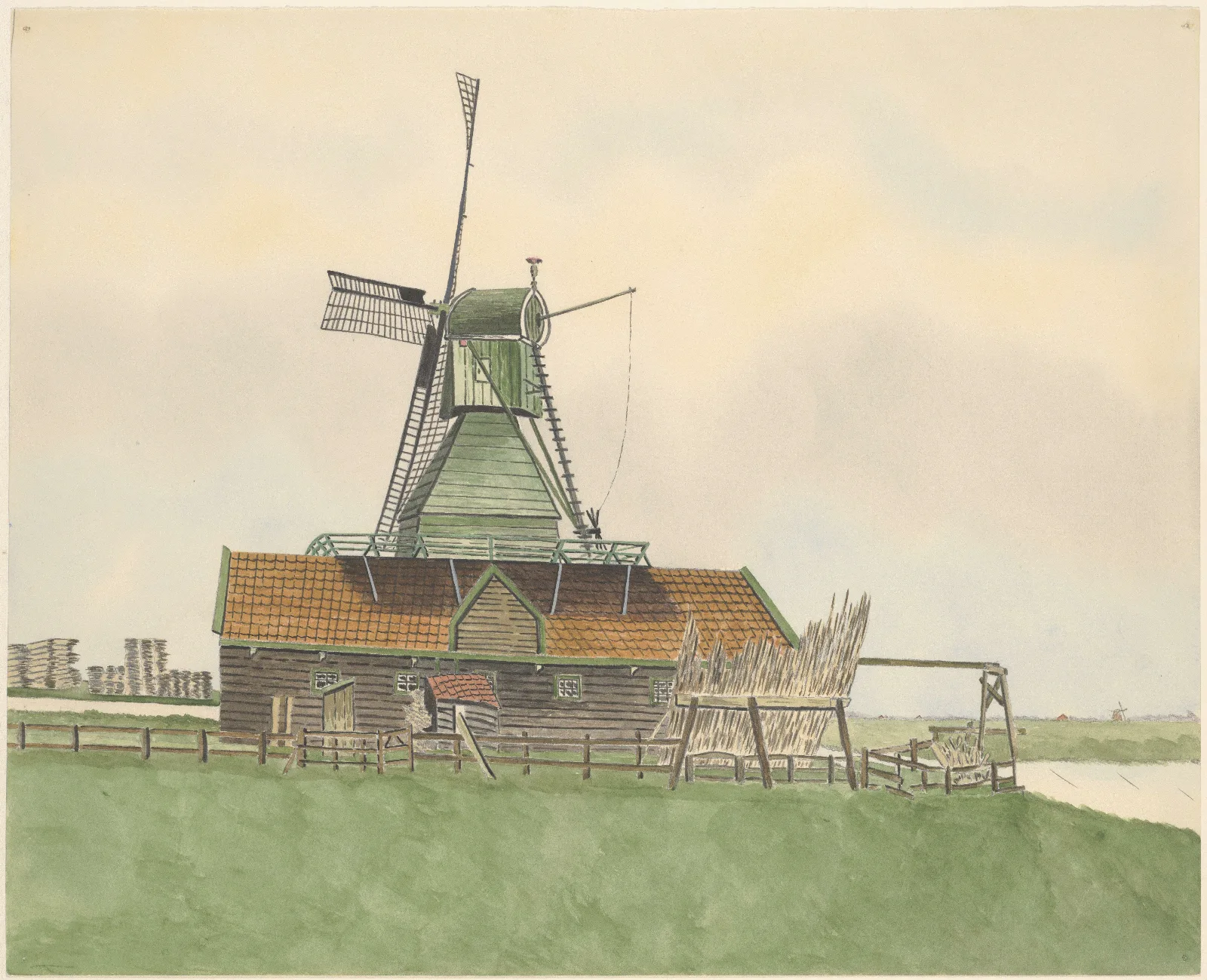 Houtzaagmolen De Onderneming Wall Art by Johannes Nicolaas Eijman - Canvas Print