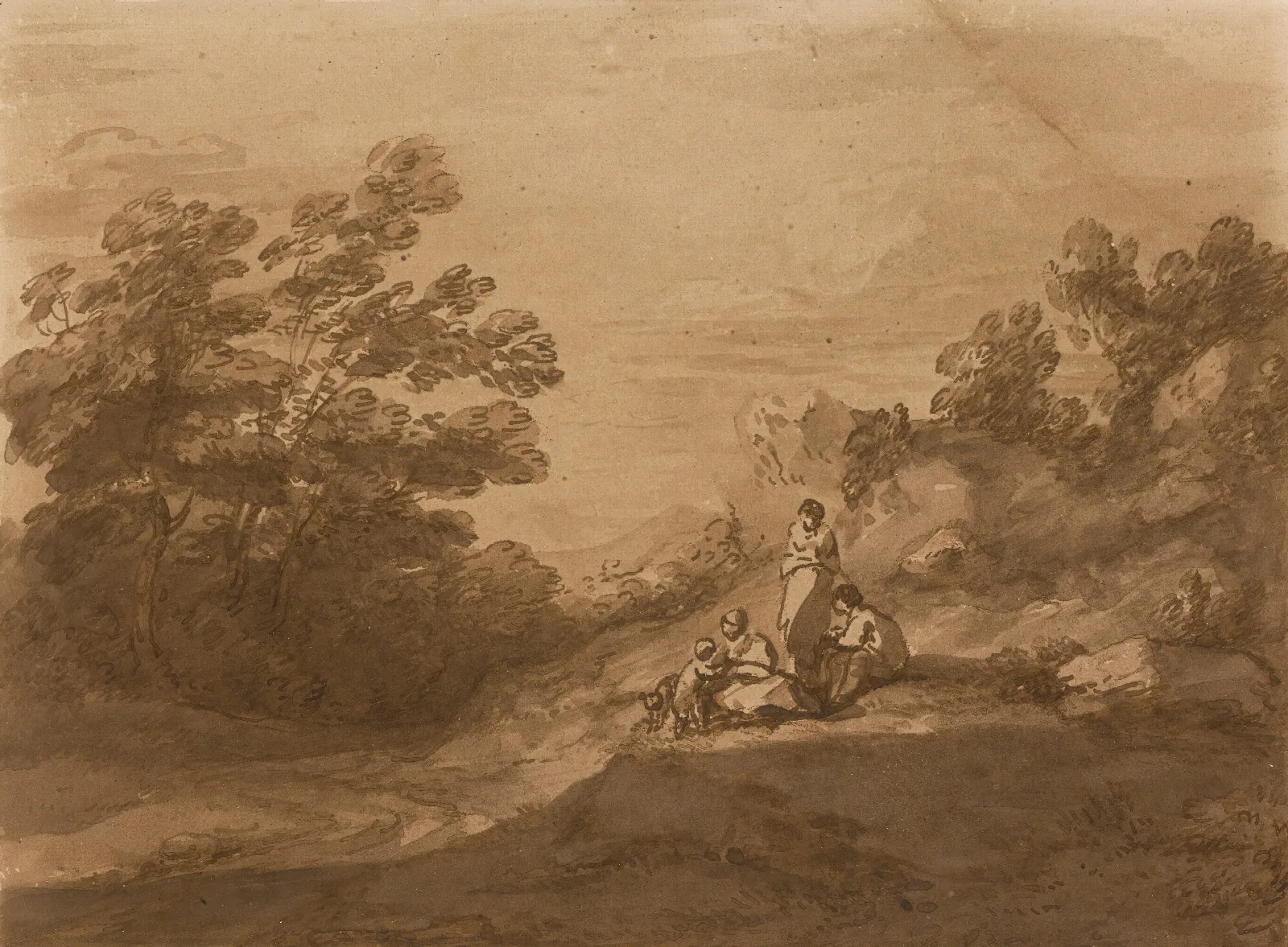 Figures Resting In A Woodland Landscape Wall Art by Thomas Gainsborough - Canvas Print