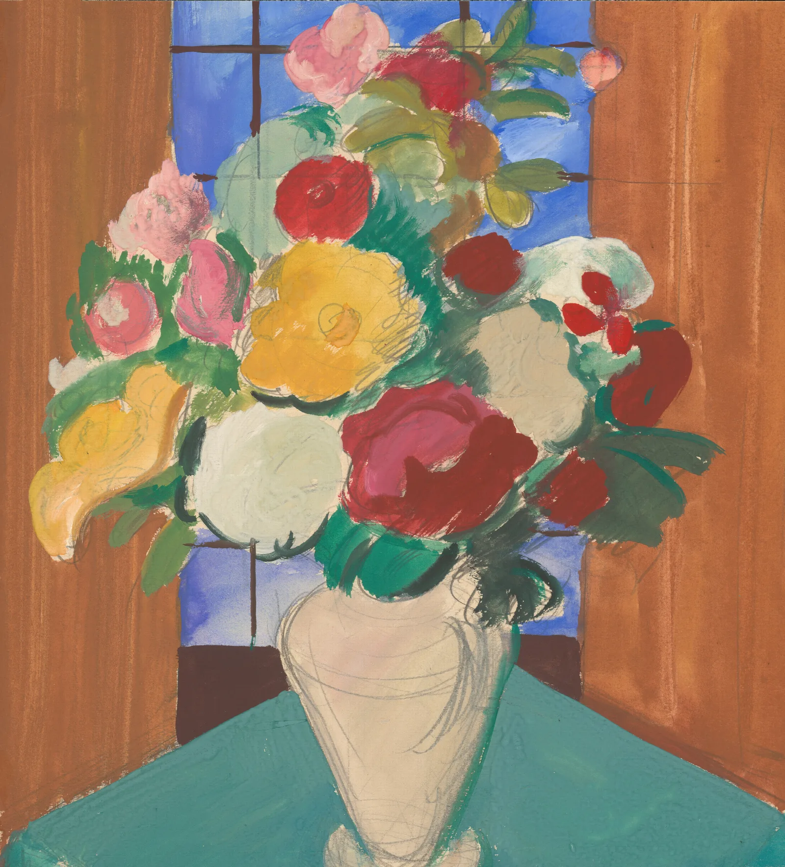 Study For The Painting Spanish Motif Flowery Still Life On The Back Wall Art by Cyprián Majerník - Canvas Print