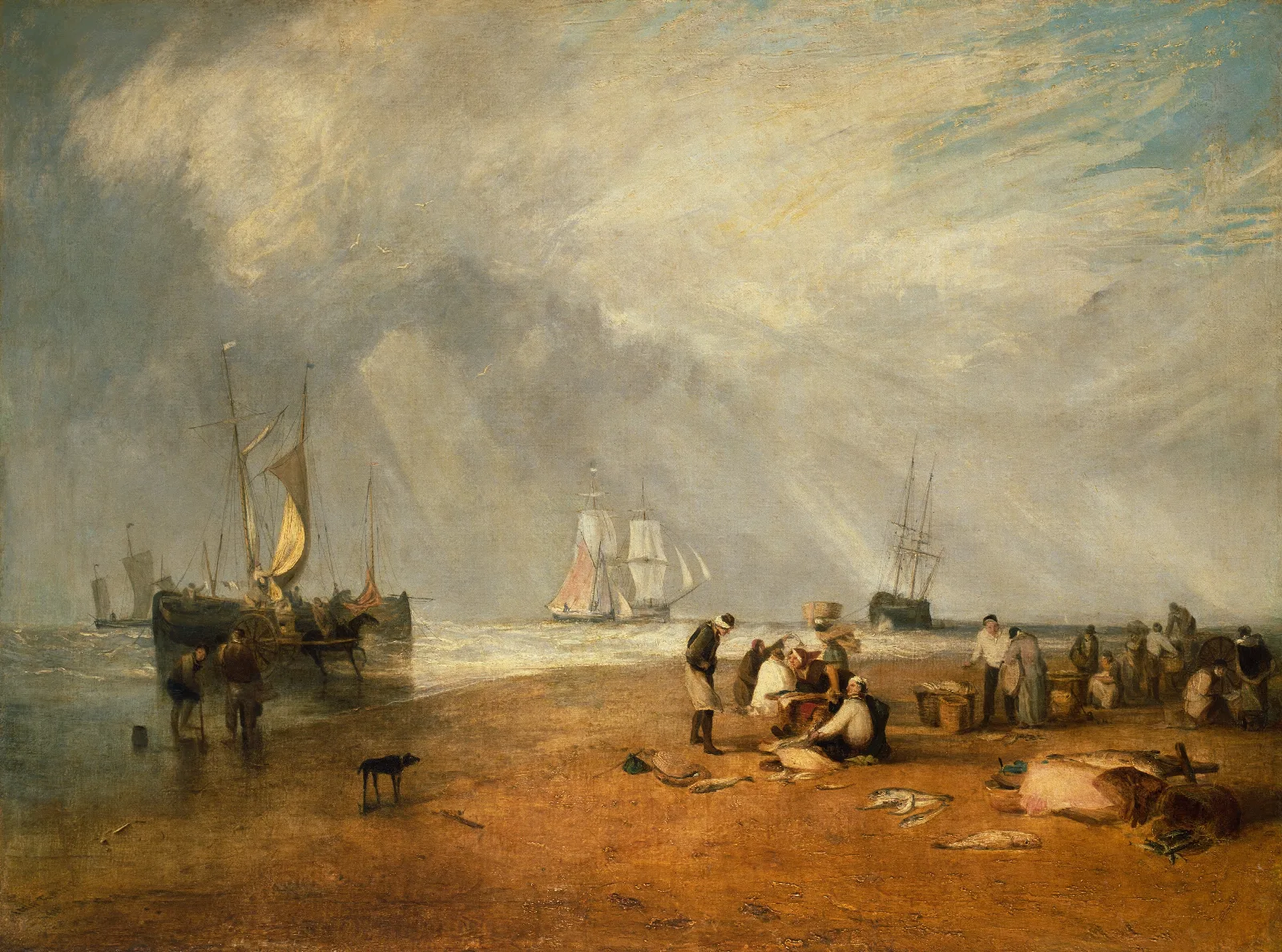 The Fish Market At Hastings Beach Wall Art by Joseph Mallord William Turner - Canvas Print