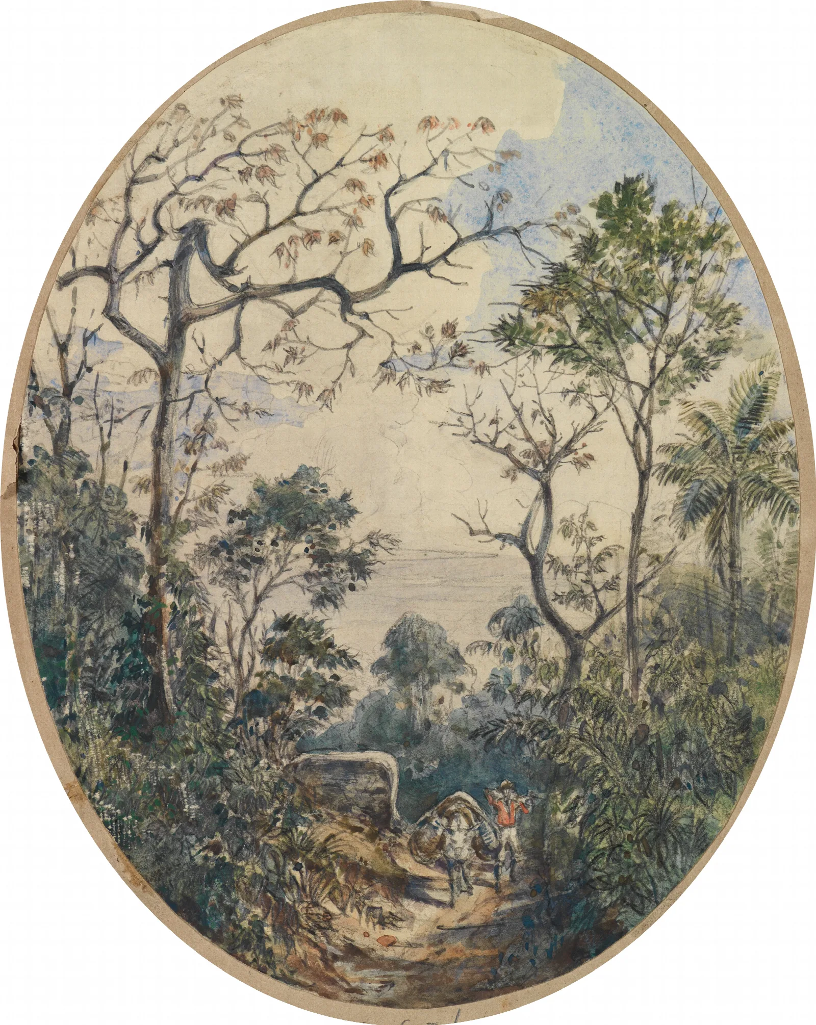 Blick Hinab Auf Lasttier Und Einen Mann Den Weg Hinaufkommend Wall Art by Ferdinand Keller - Canvas Print