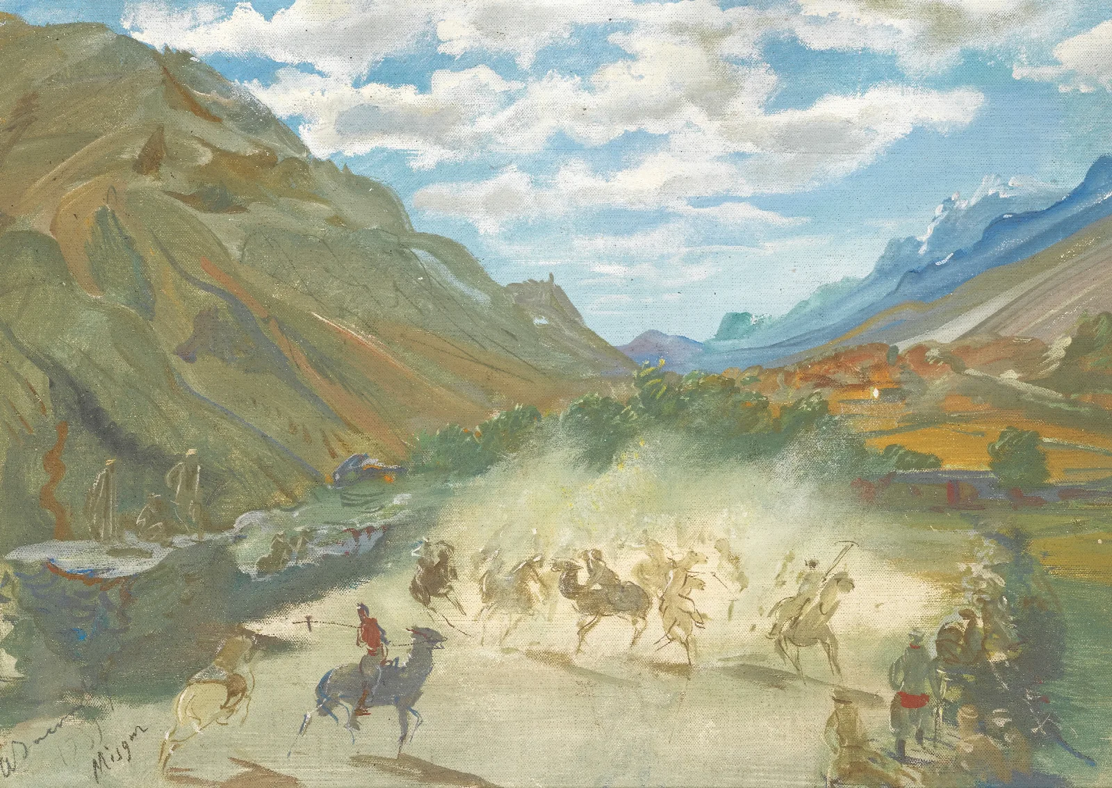 Polo Game At Misgar 2 Wall Art by Alexandre Jacovleff - Canvas Print