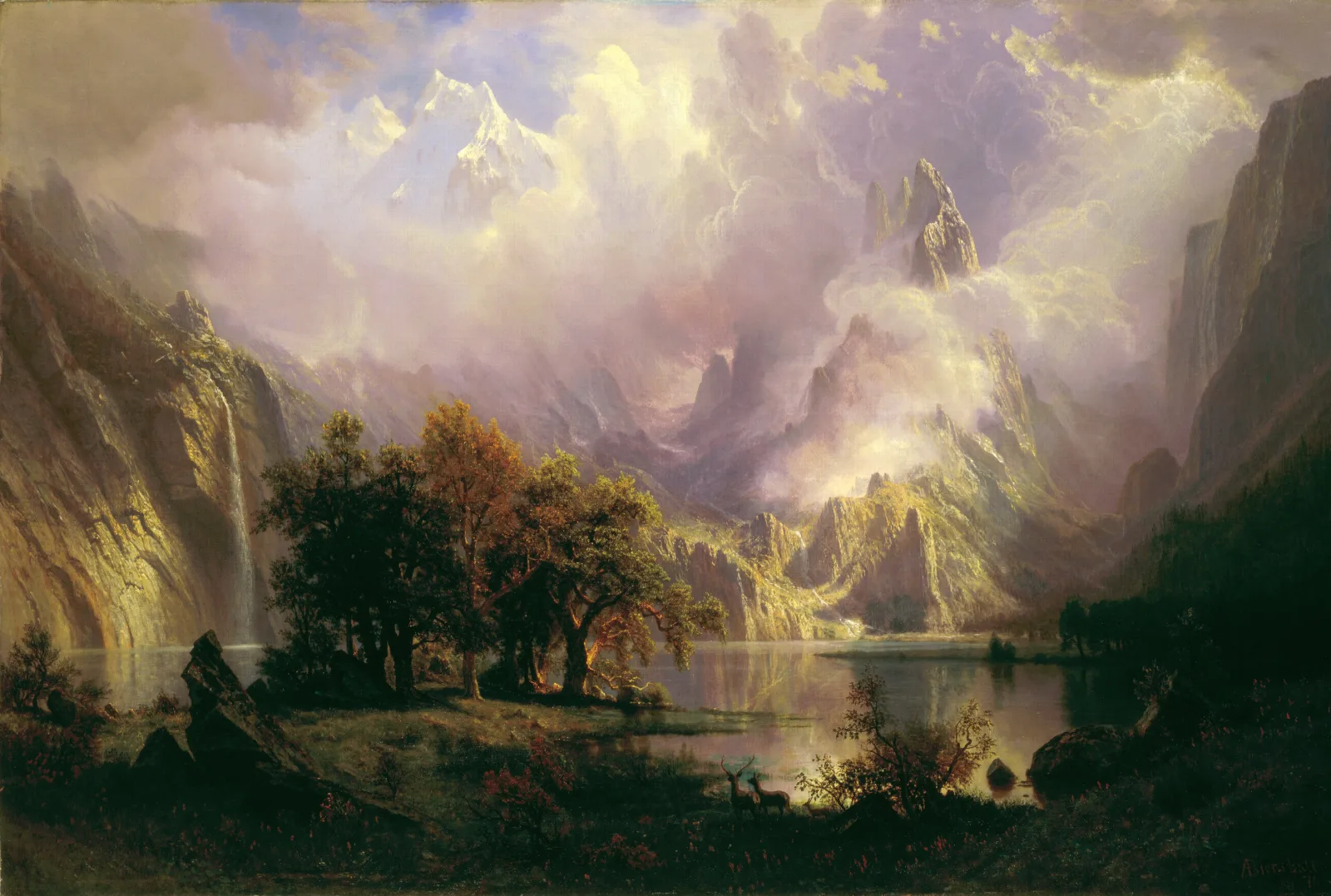Rocky Mountain Landscape Wall Art by Albert Bierstadt - Canvas Print