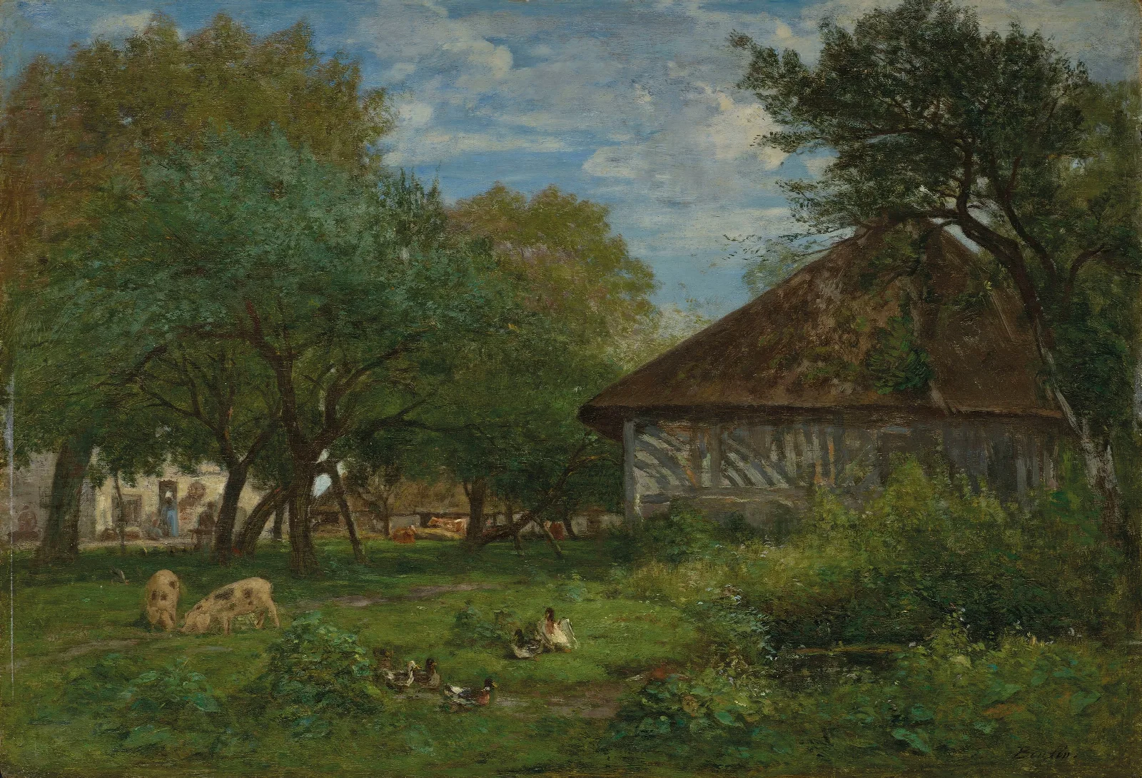 Ferme Aux Environs Dhonfleur Wall Art by Eugène Boudin - Canvas Print