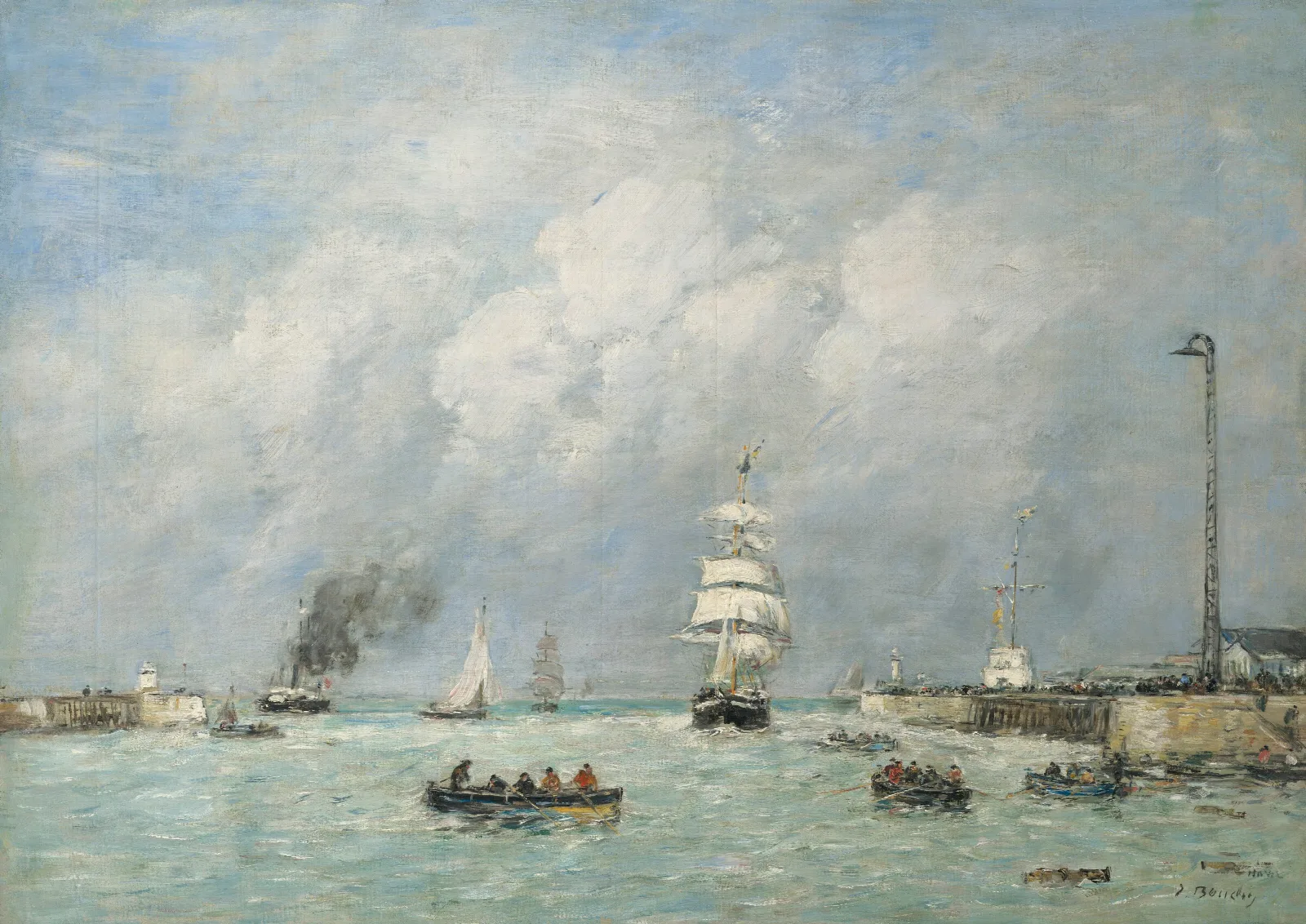 Le Havre Entree Du Port Wall Art by Eugène Boudin - Canvas Print