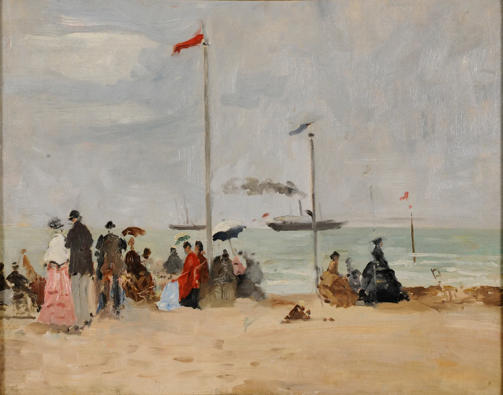 Sur La Plage De Trouville Wall Art by Eugène Boudin - Canvas Print