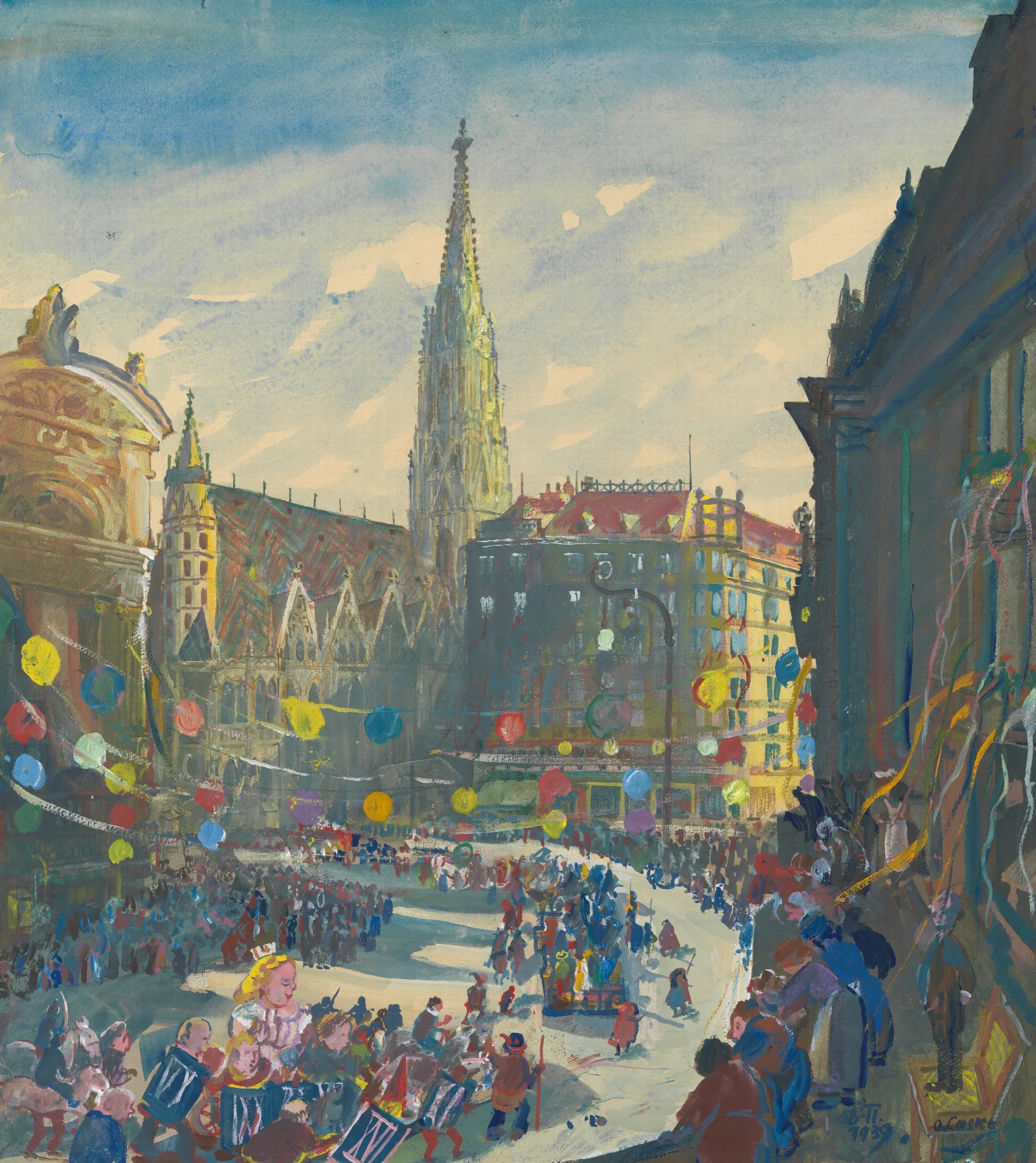 Faschingsumzug Am Stock Im Eisen Platz Wall Art by Oskar Laske - Canvas Print