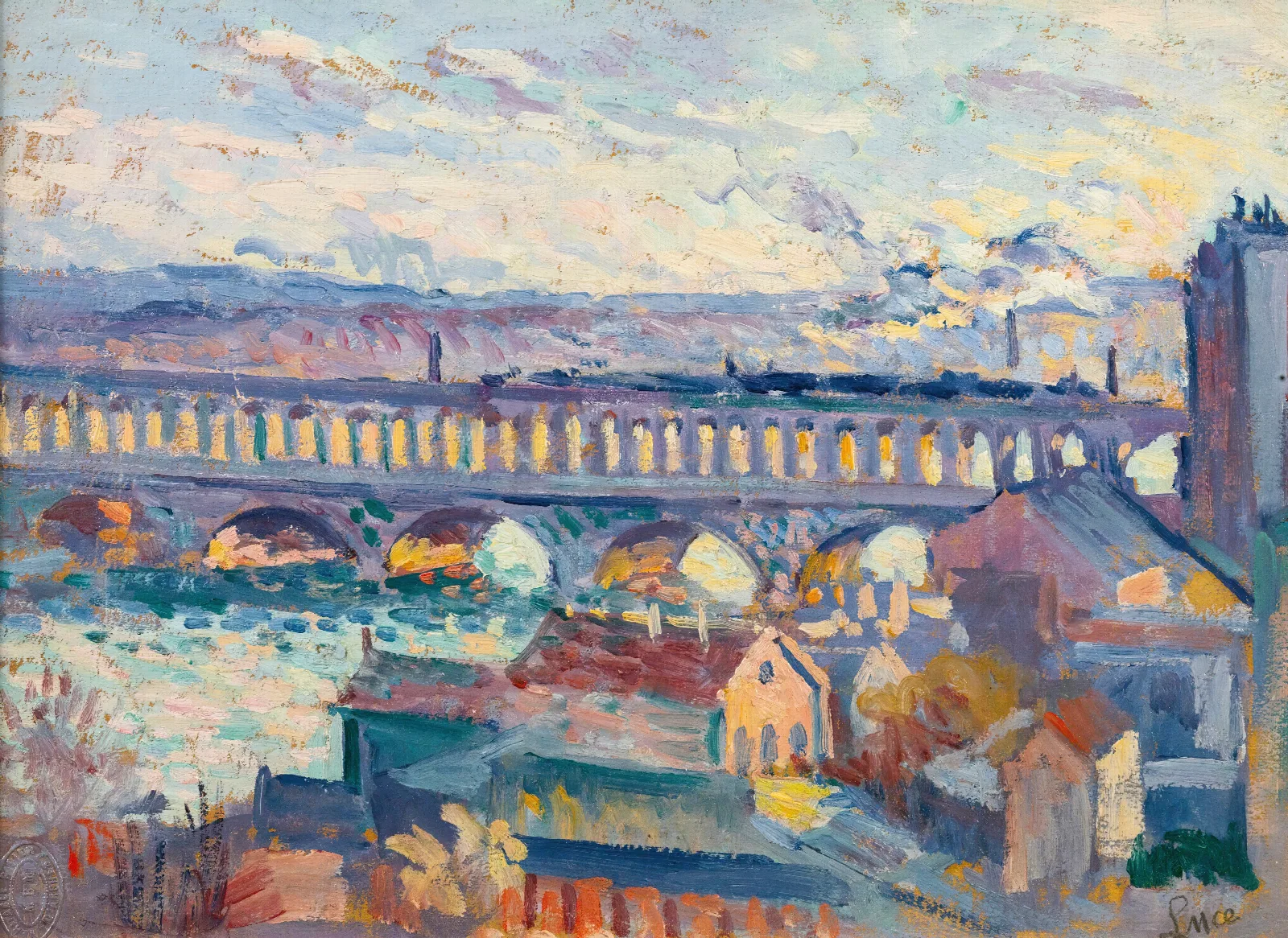 Vue Sur Le Viaduc Dauteuil Wall Art by Maximilien Luce - Canvas Print