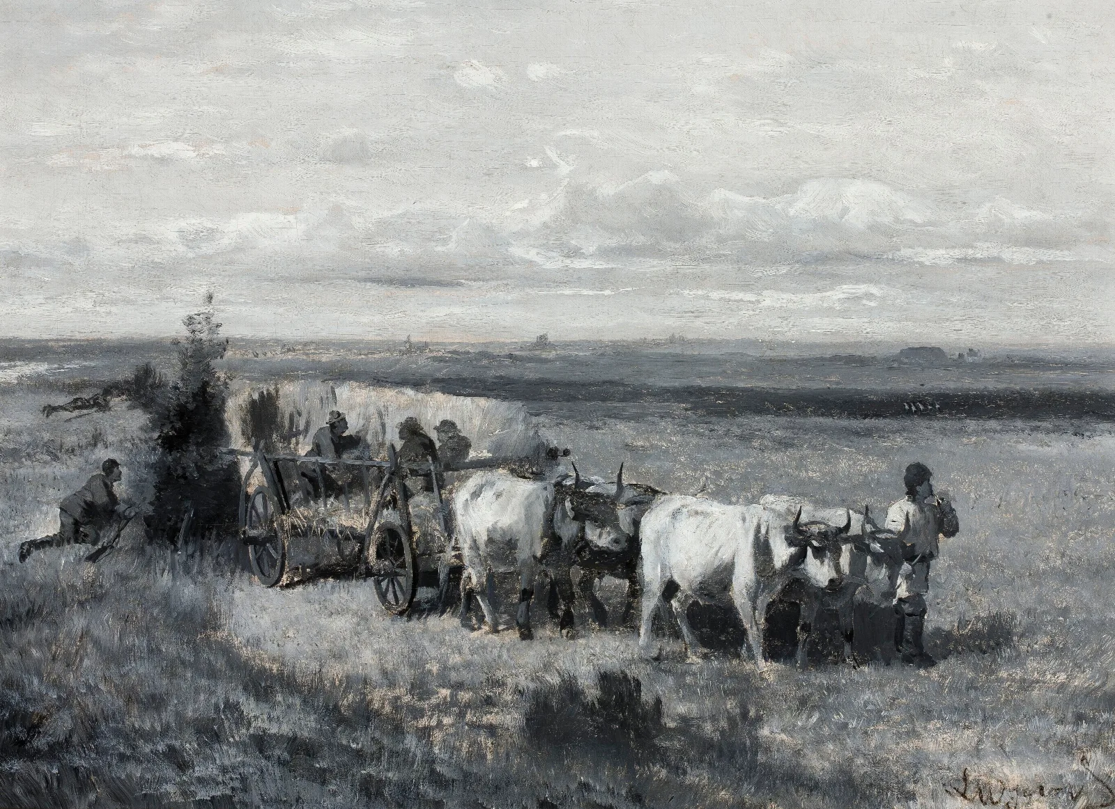 Hunting Bustards Wall Art by Leon Wyczółkowski - Canvas Print