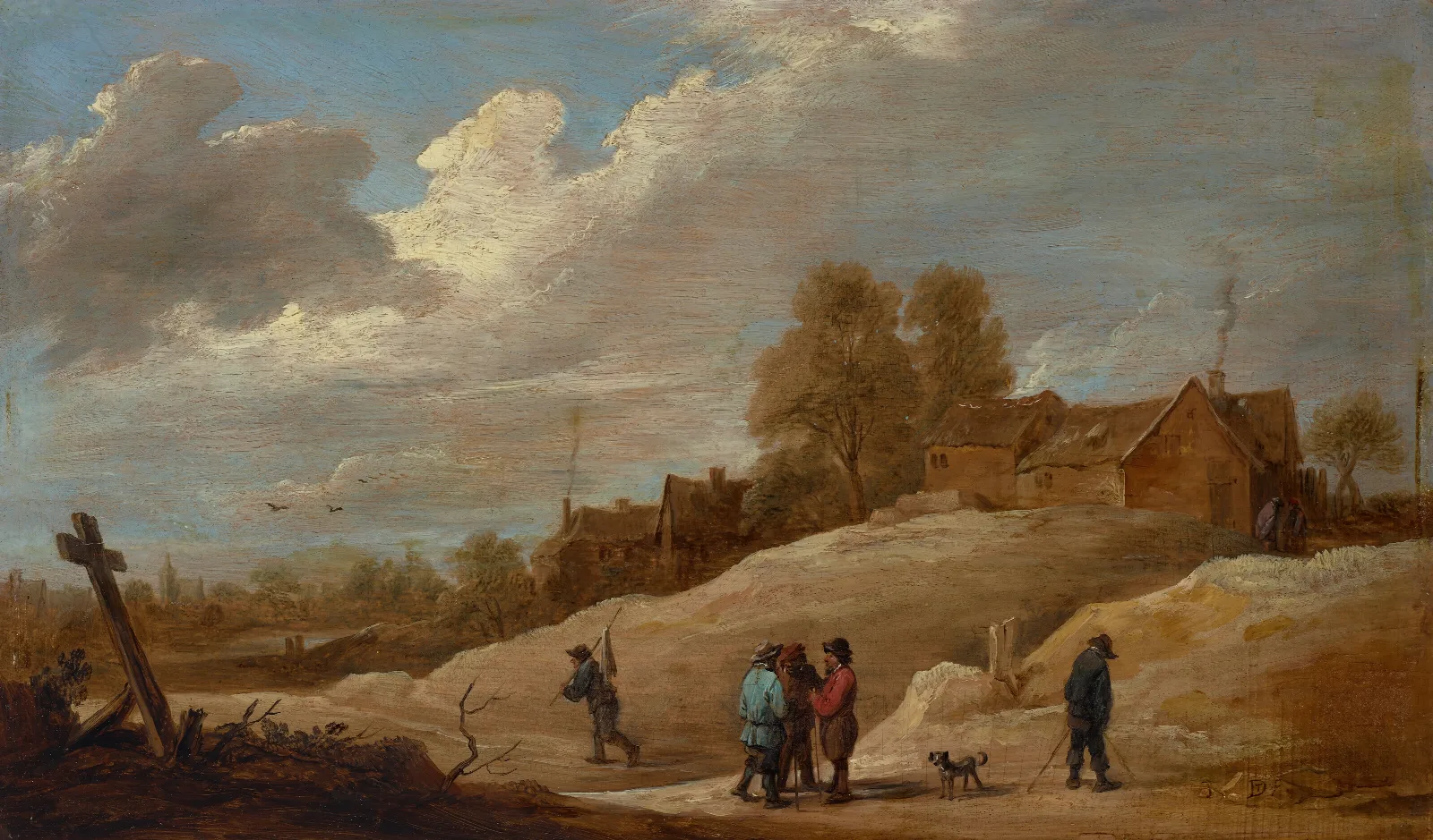 A Landscape With Figures On The Outskirts Of A Town Wall Art by David Teniers The Younger - Canvas Print