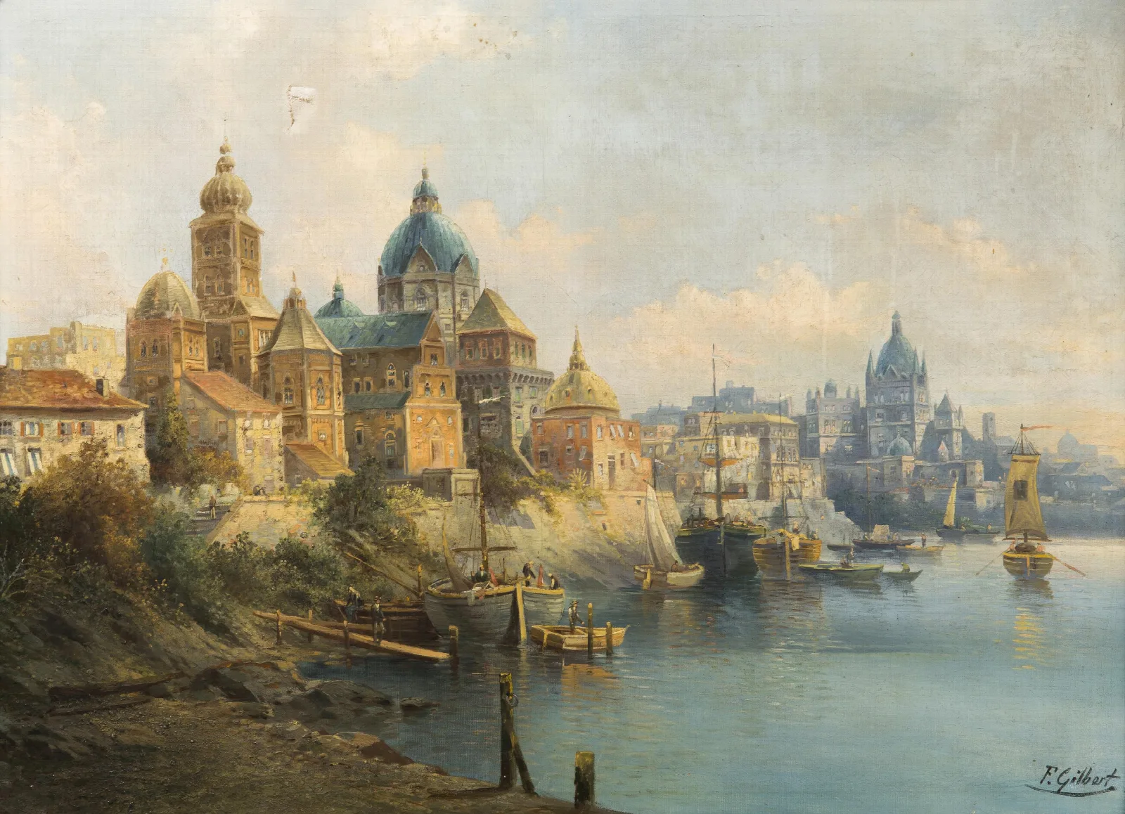 A Port Town Wall Art by Karl Kaufmann - Canvas Print