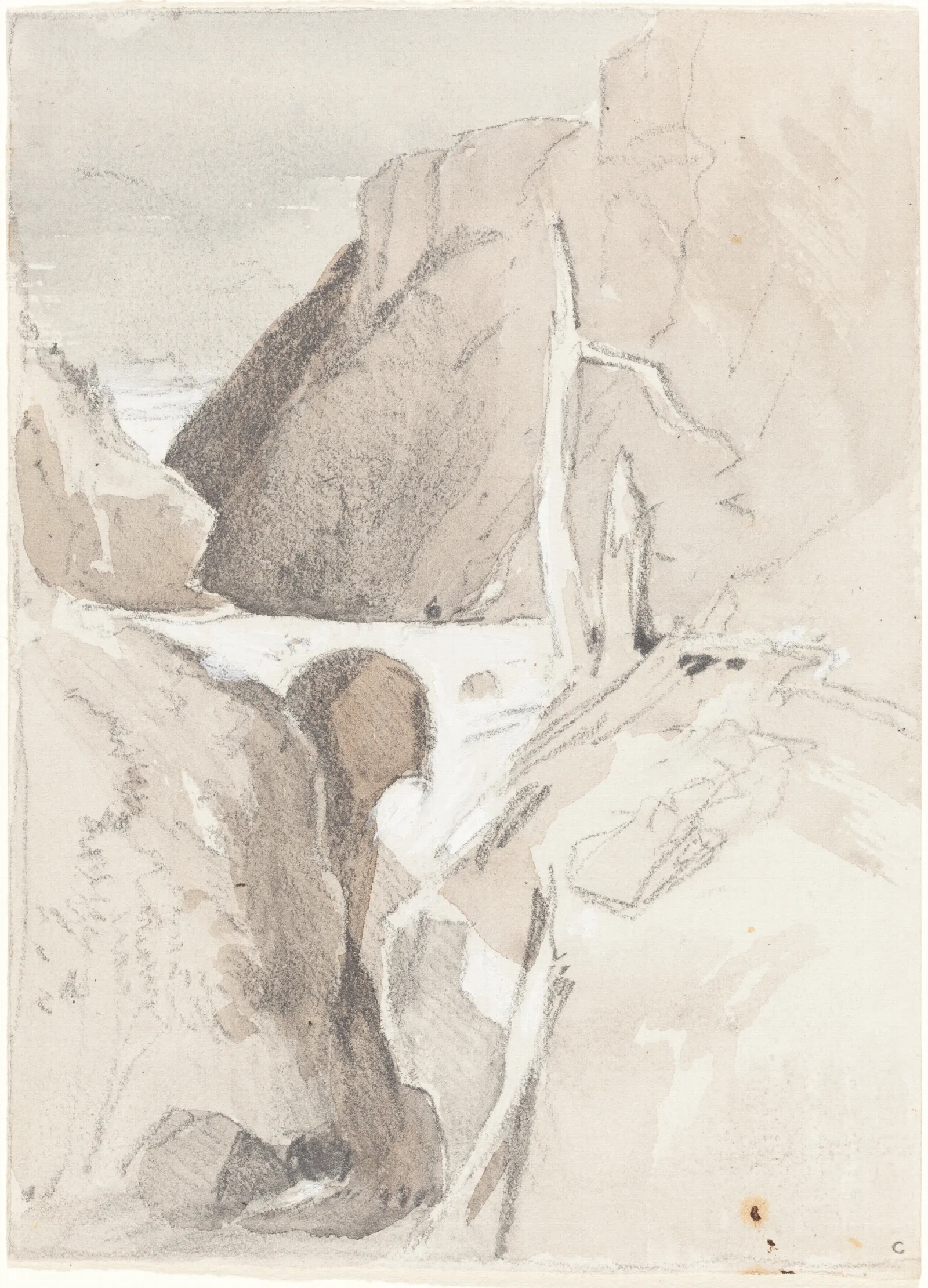 Gorge With Tree Stumps Wall Art by John Sell Cotman - Canvas Print