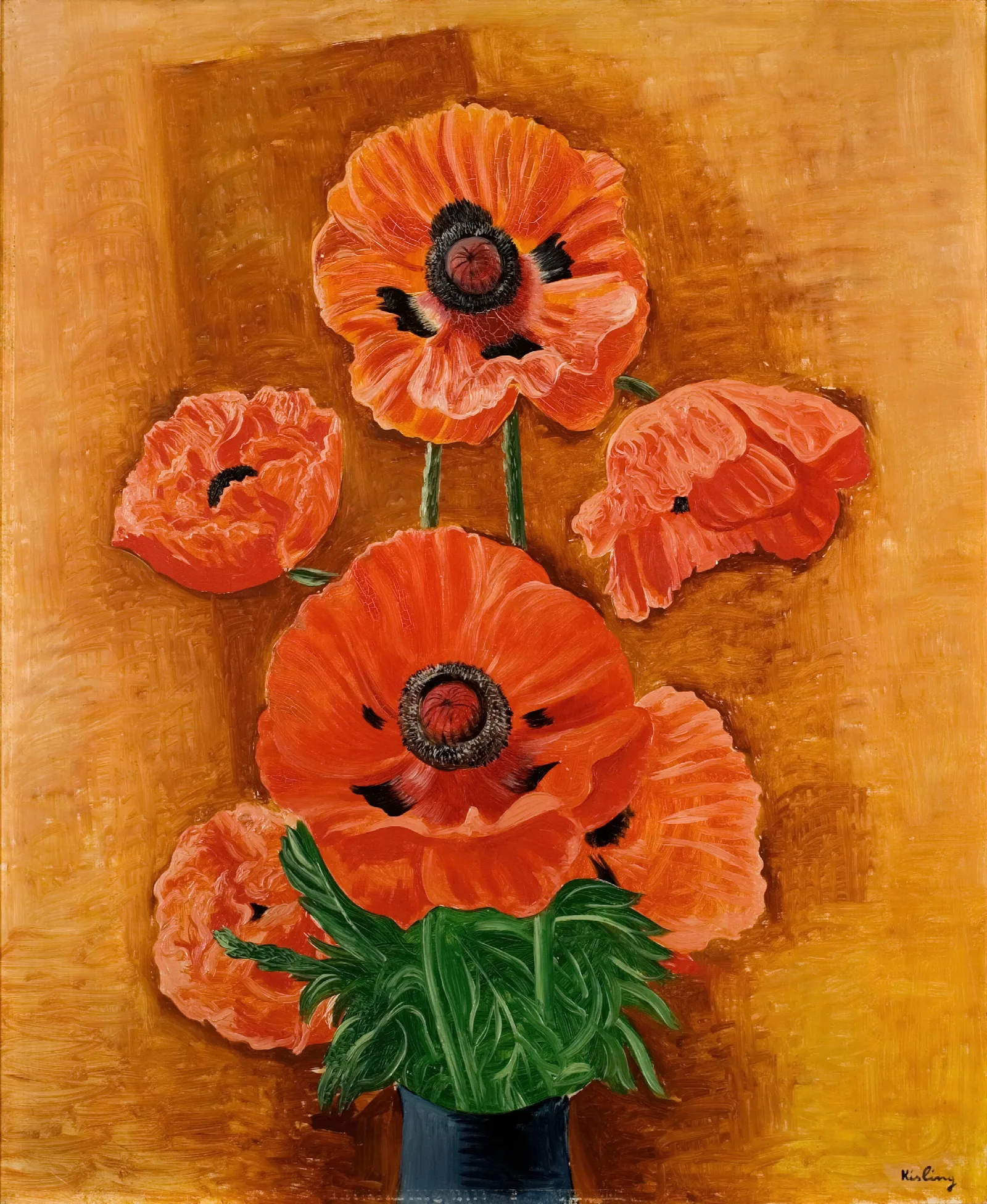 Vase De Pavots Wall Art by Moïse Kisling - Canvas Print