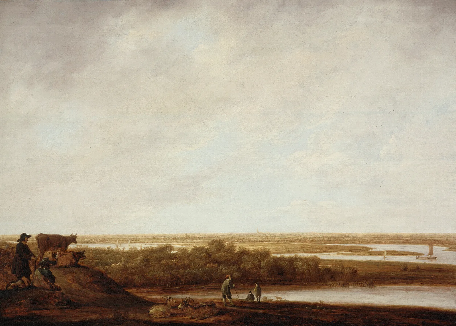 Panoramic Landscape With Shepherds Wall Art by Aelbert Cuyp - Canvas Print