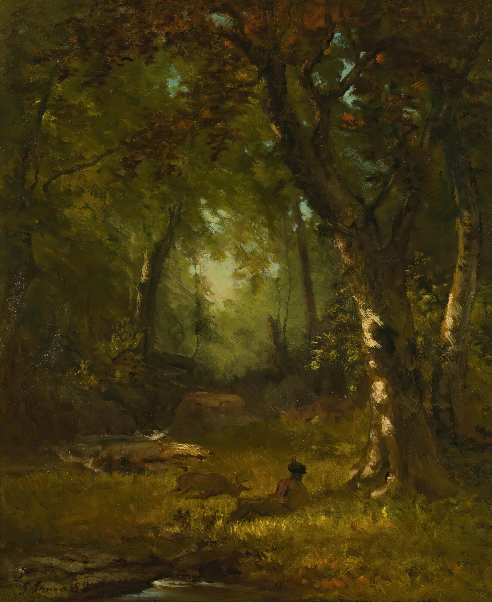 Landscape With Huntsman Wall Art by George Inness - Canvas Print