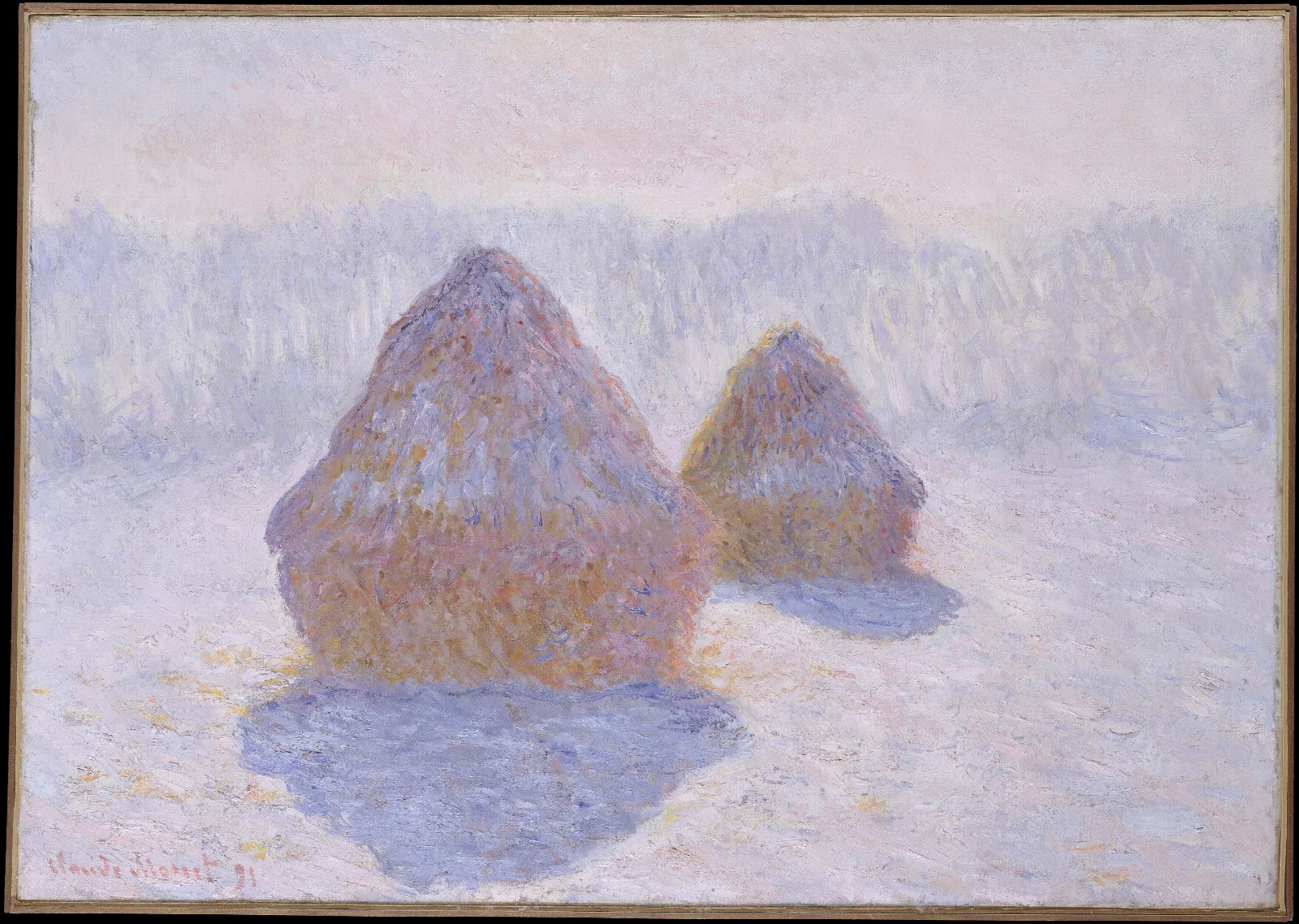 Haystacks Effect Of Snow And Sun Wall Art by Claude Monet - Canvas Print