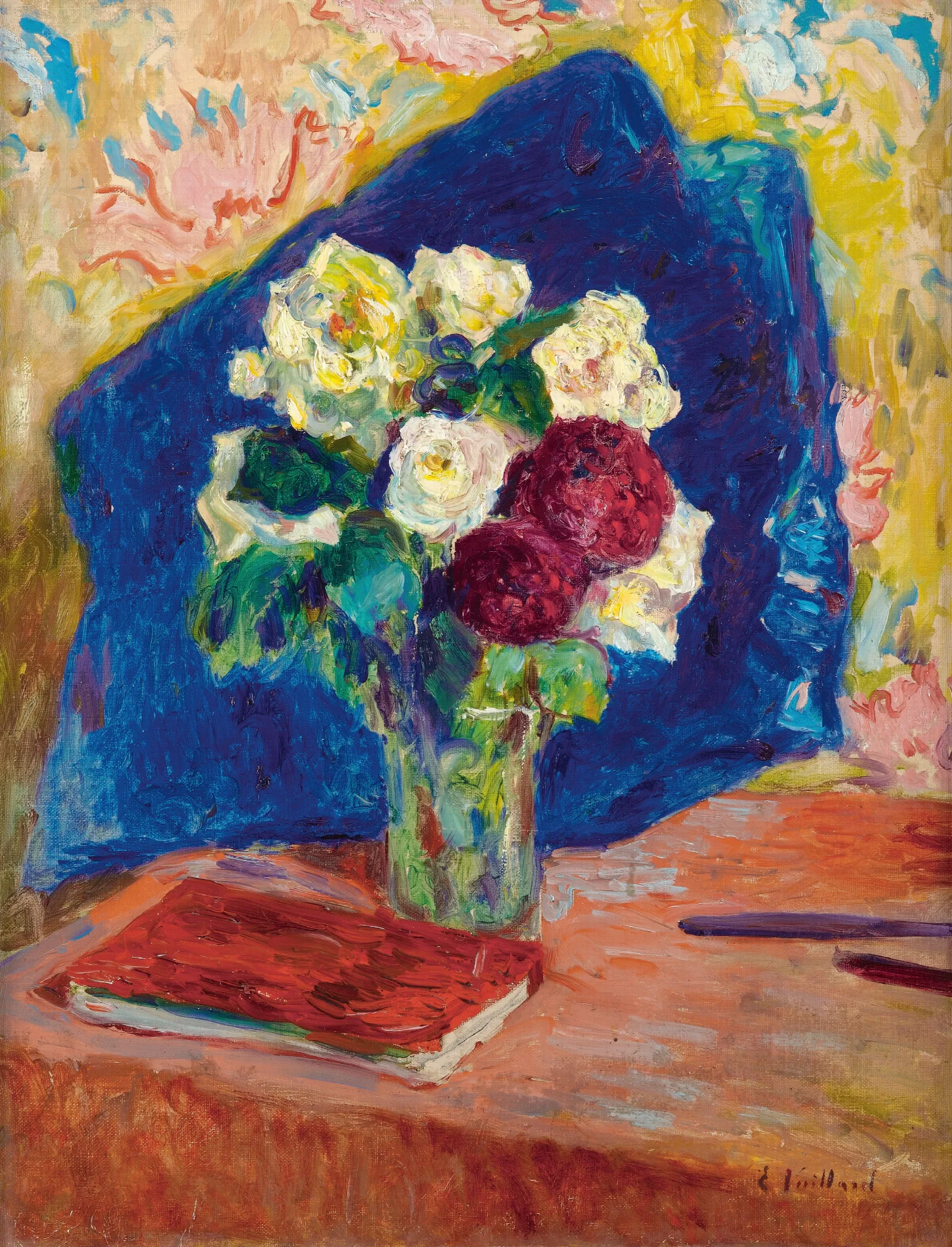 Le Bouquet Et Le Livre Wall Art by Édouard Vuillard - Canvas Print