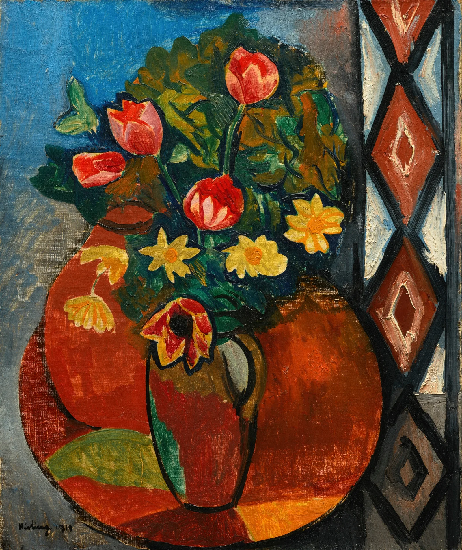 Tulipes Et Narcisses Wall Art by Moïse Kisling - Canvas Print