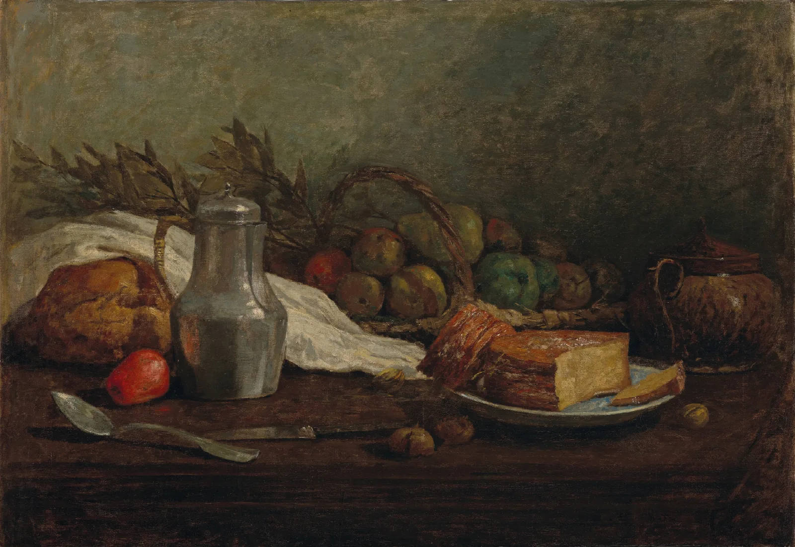 Nature Morte Au Pichet Detain Wall Art by Eugène Boudin - Canvas Print