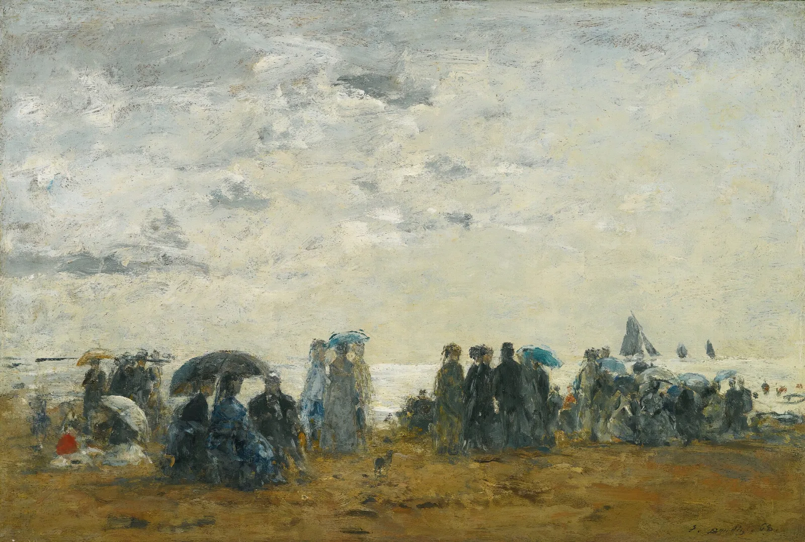 Scene De Plage A Trouville Wall Art by Eugène Boudin - Canvas Print