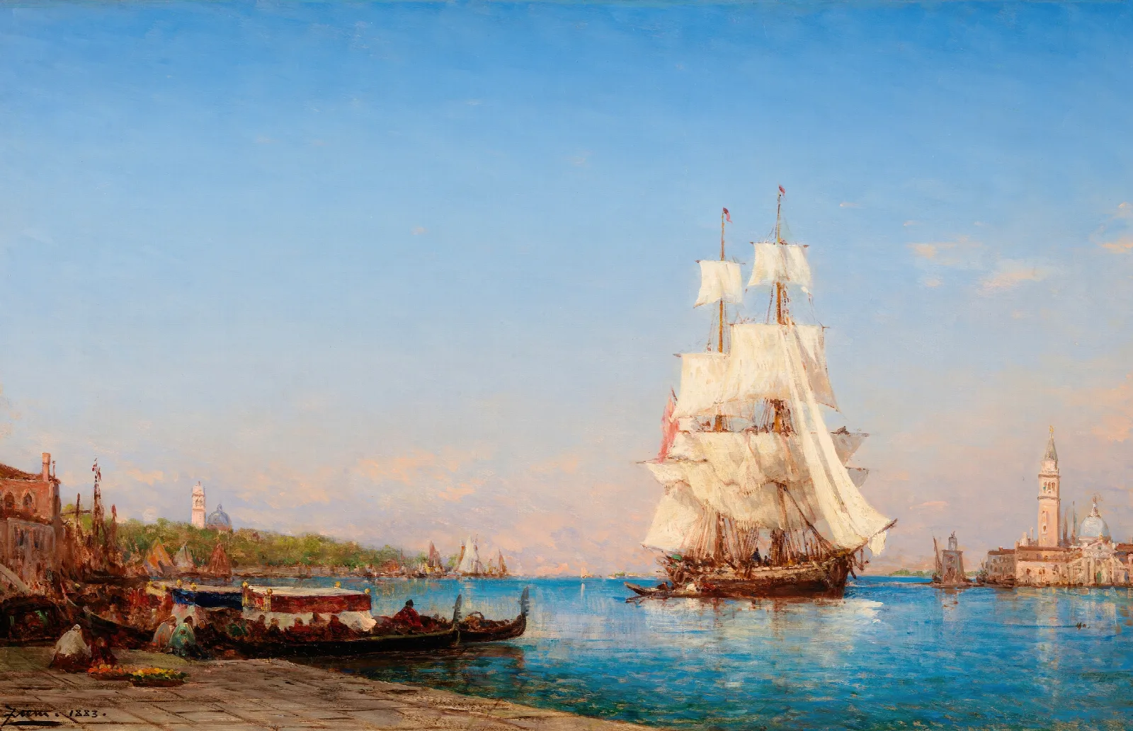 Venice A Sailing Ship Wall Art by Félix Ziem - Canvas Print