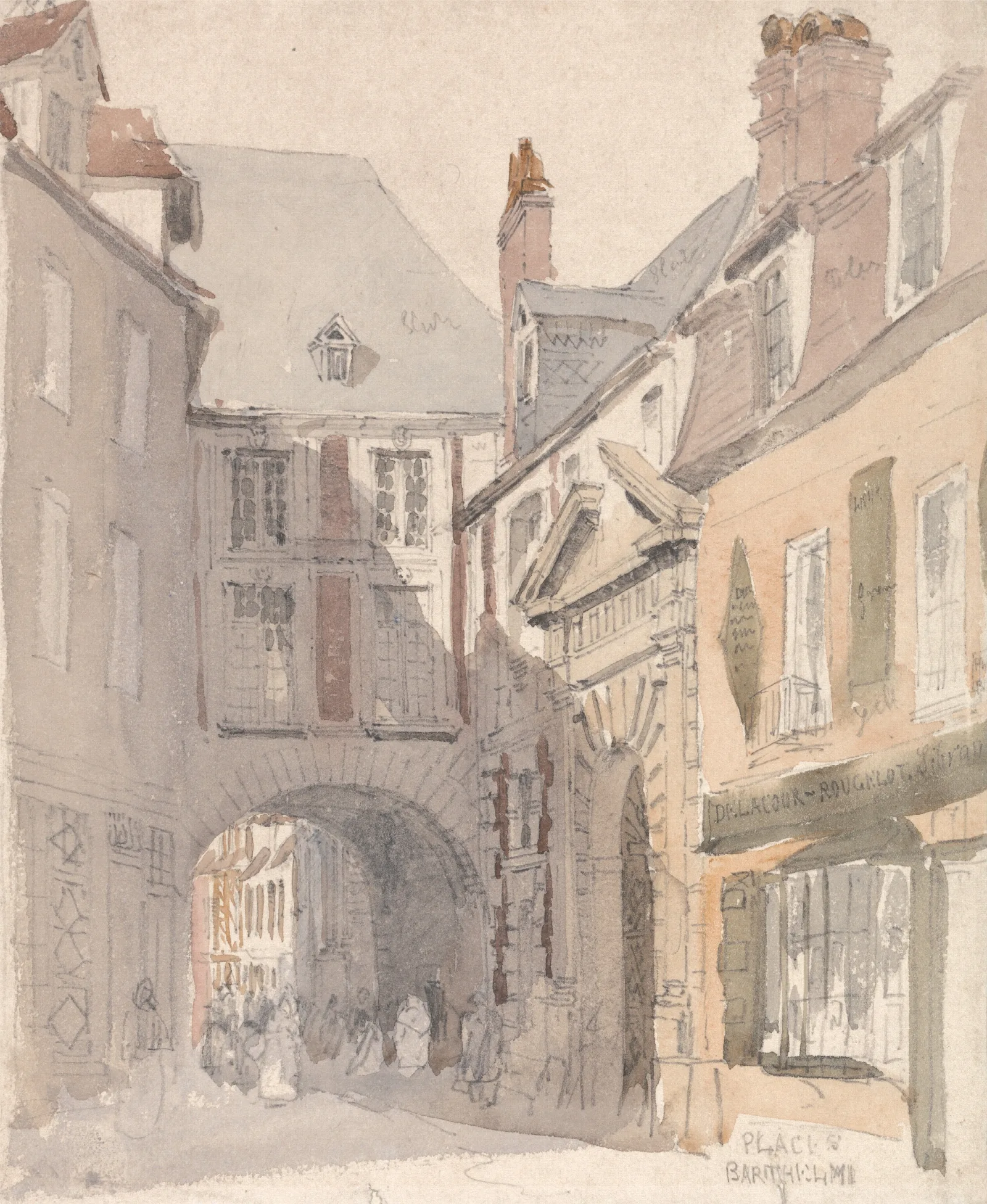 Place St Barthelemy Rouen Wall Art by David Cox - Canvas Print