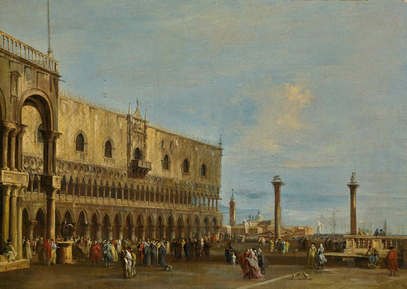 Venice A View Of The Piazzetta Looking South With The Palazzo Ducale Wall Art by Francesco Guardi - Canvas Print