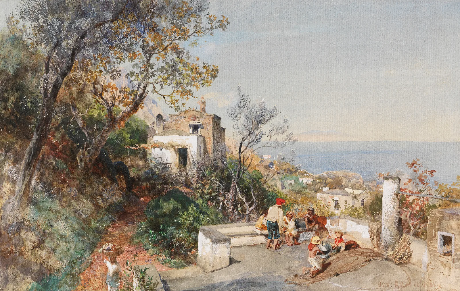 Blick Uber Die Bucht Von Neapel Wall Art by Oswald Achenbach - Canvas Print