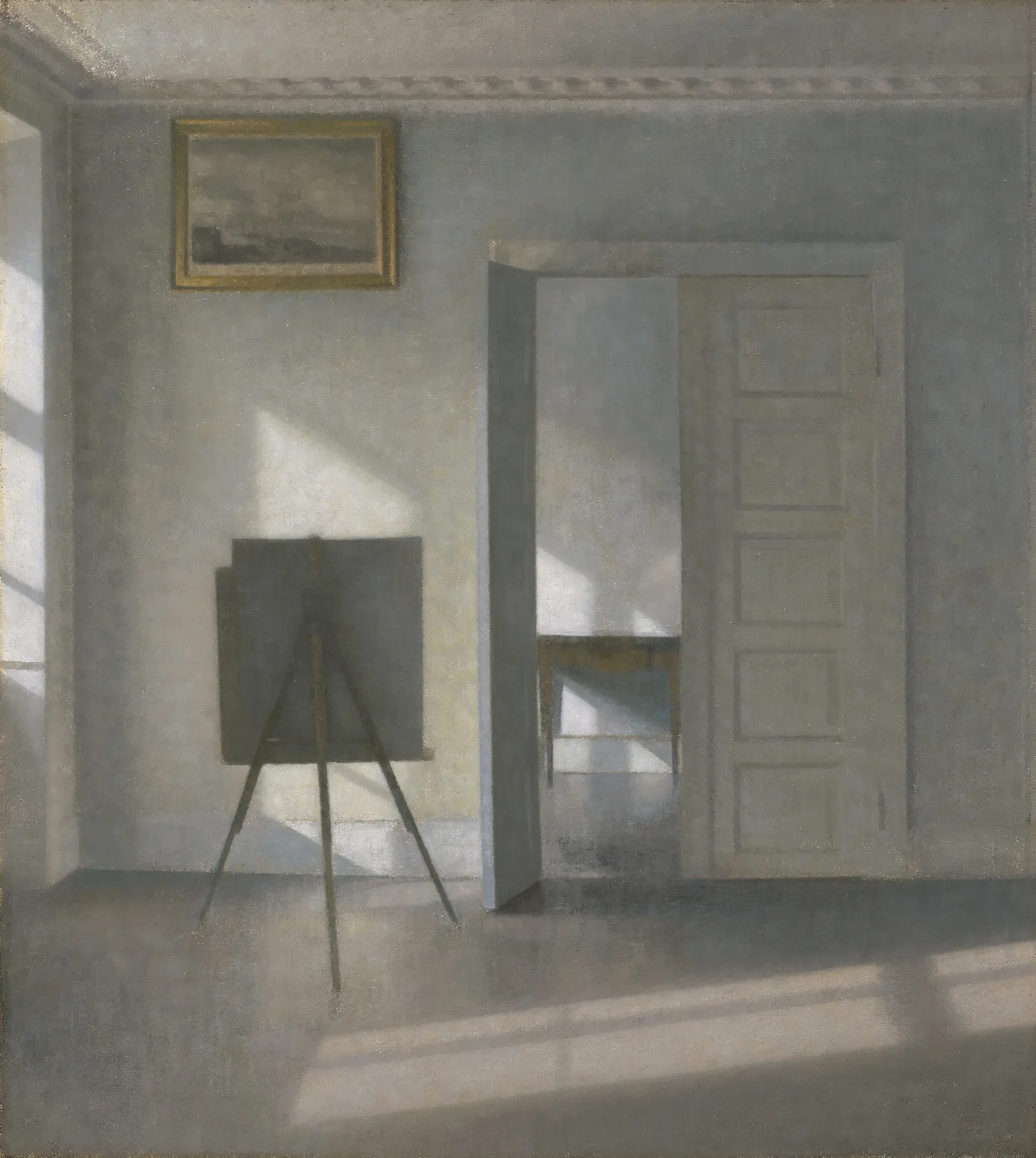 Interior With An Easel Bredgade 25 Wall Art by Vilhelm Hammershøi - Canvas Print