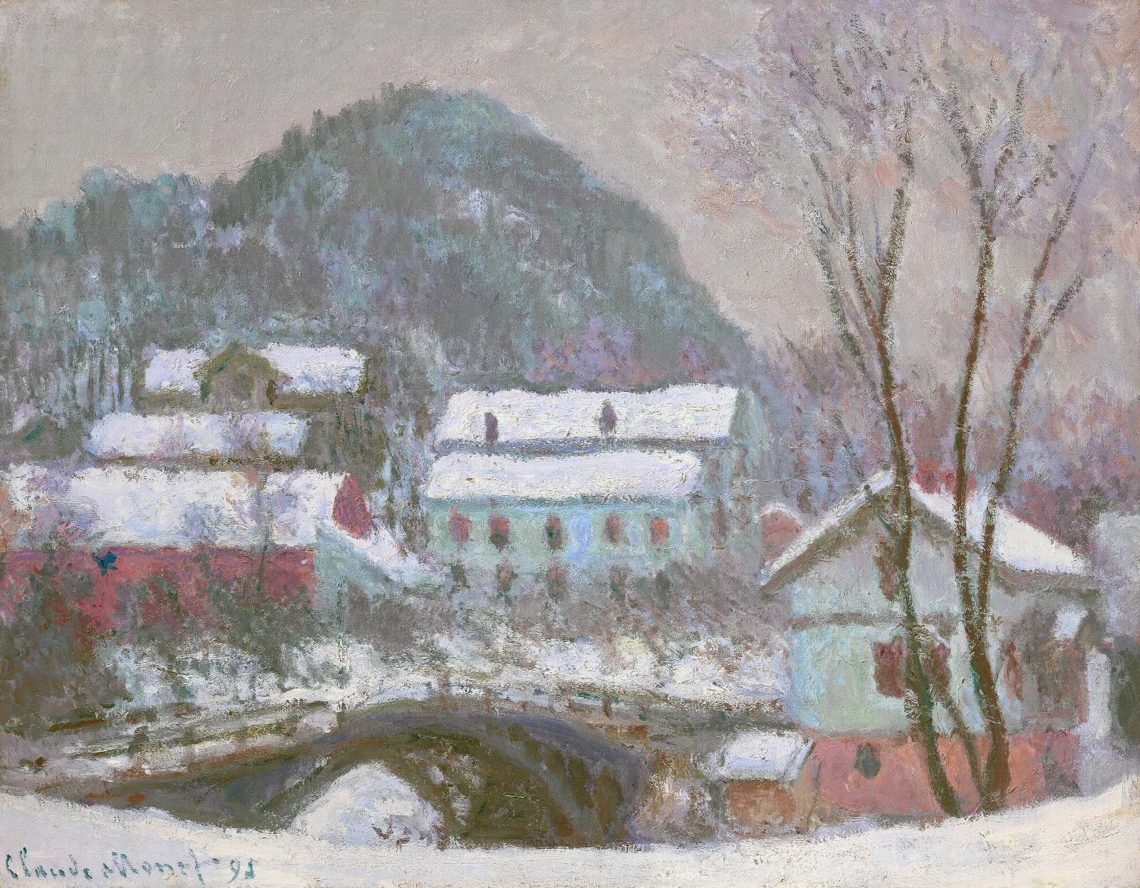 Sandviken Norvege Effet De Neige Wall Art by Claude Monet - Canvas Print