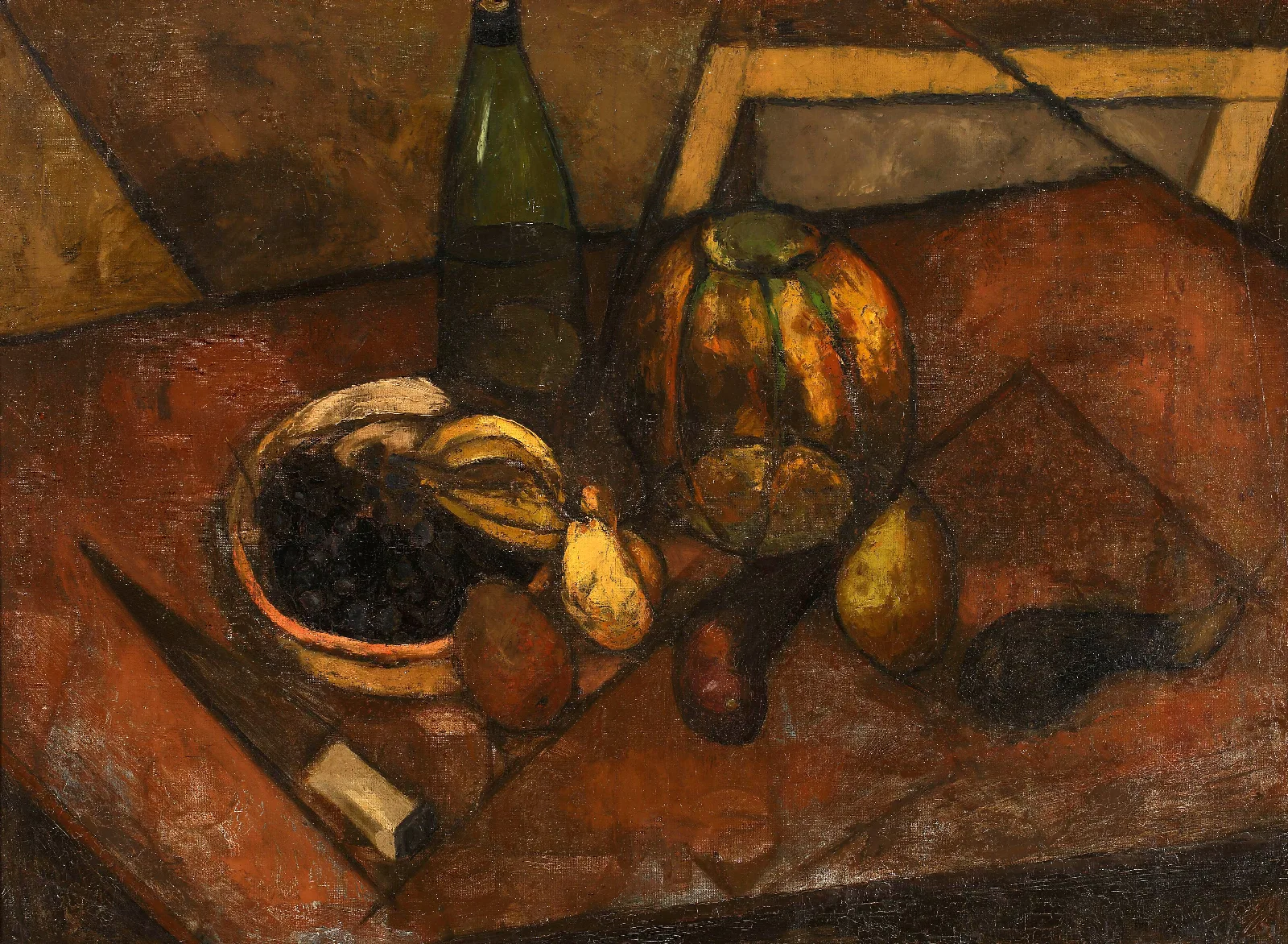 Still Life With A Melon And A Knife Wall Art by Tadeusz Makowski - Canvas Print