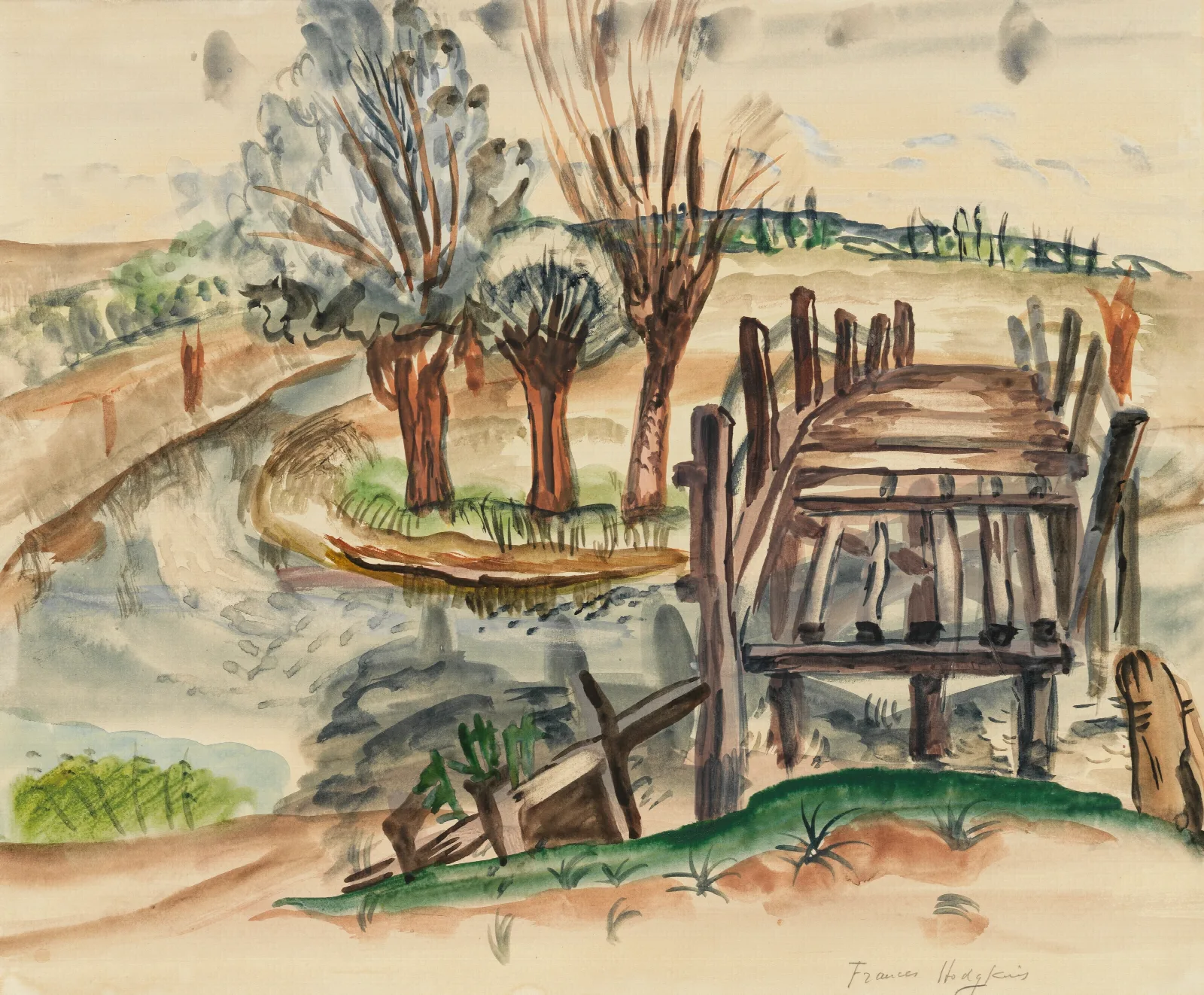 Flatford Bridge Wall Art by Frances Hodgkins - Canvas Print