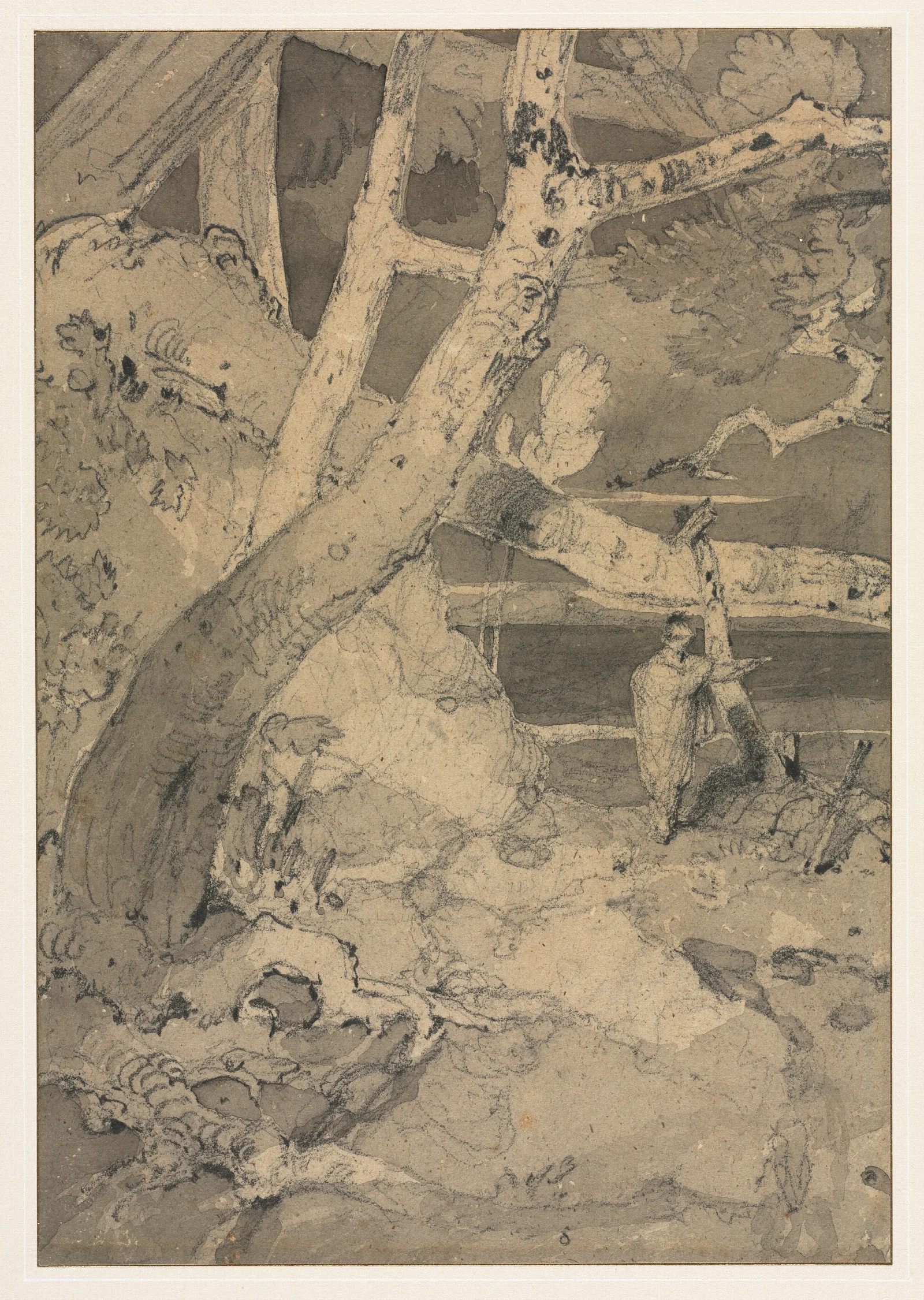 Traveler In A Woodland Landscape Wall Art by John Sell Cotman - Canvas Print