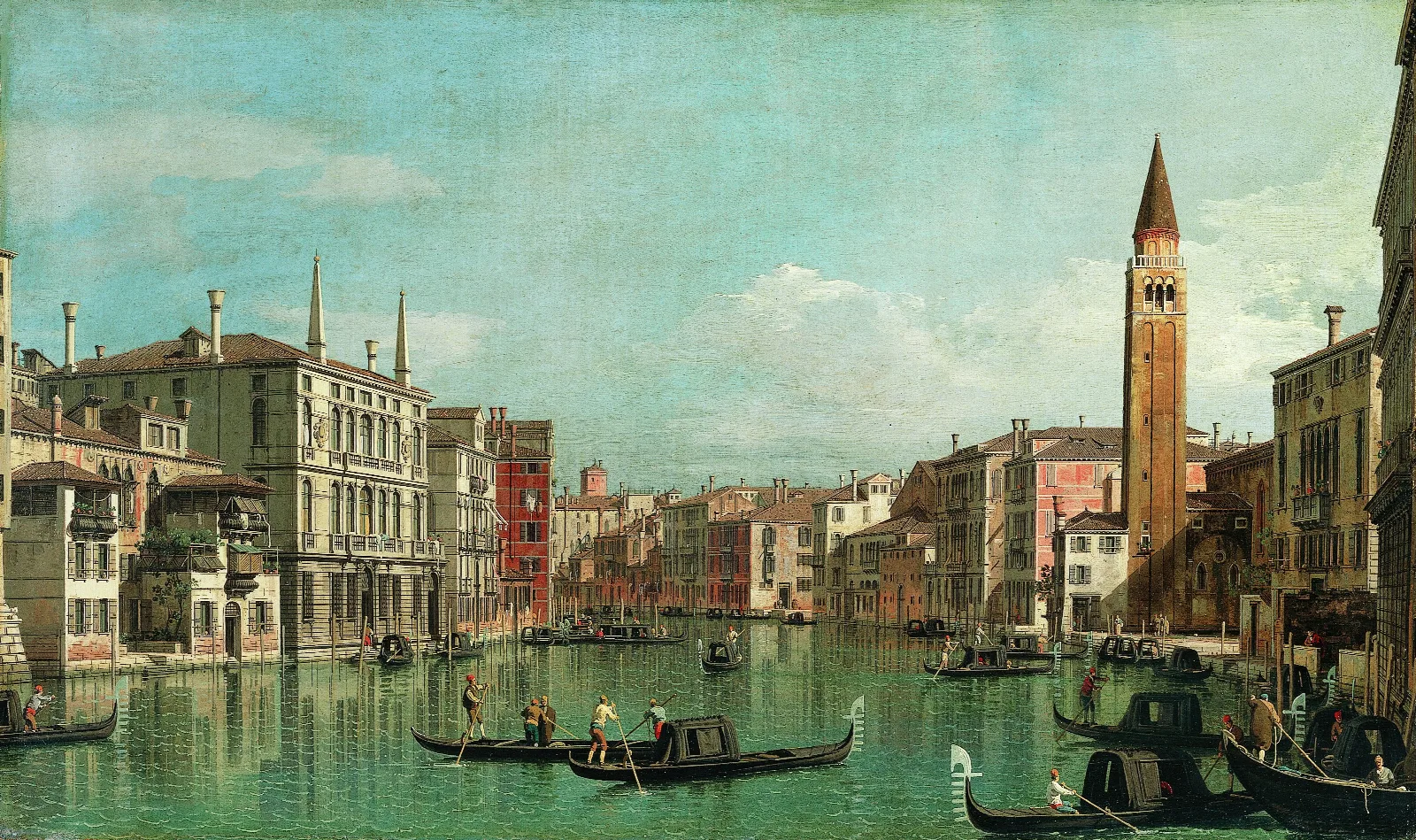 The Grand Canal Venice Looking Southeast With The Campo Della Carita To The Right Wall Art by Canaletto - Canvas Print