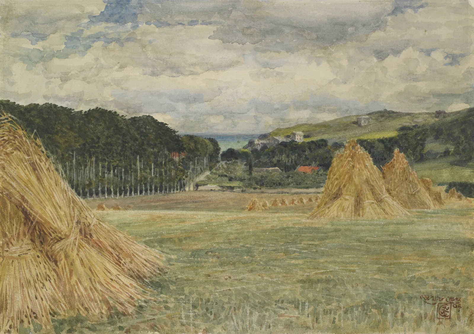 Harvest Field Normandy Wall Art by Walter Crane - Canvas Print