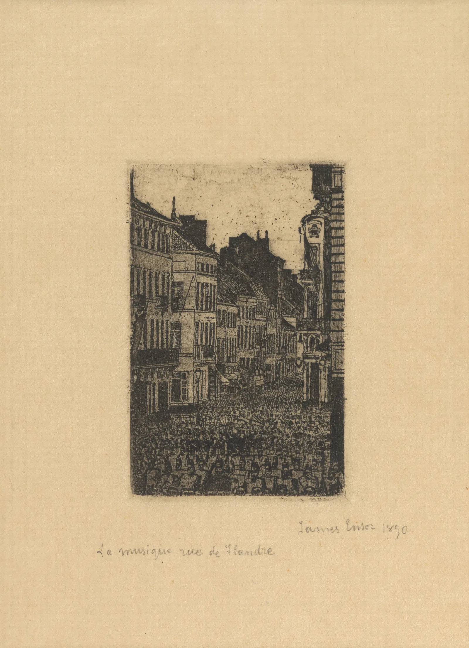 Muziek In De Vlaanderenstraat In Oostende Wall Art by James Ensor - Canvas Print