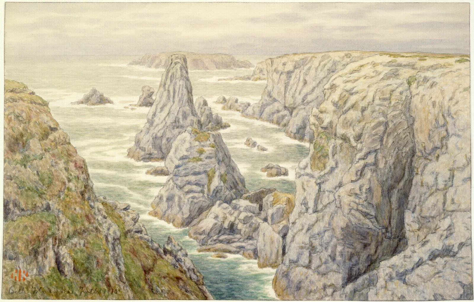 Rochers De Port Coton Belle Isle Wall Art by Henri Rivière - Canvas Print