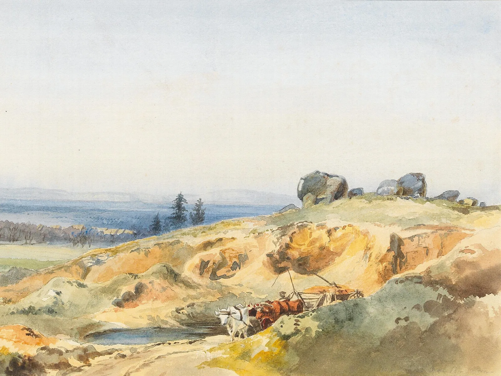 A Landscape With A Narrow Path And An Oxcart Wall Art by Edward Theodore Compton - Canvas Print