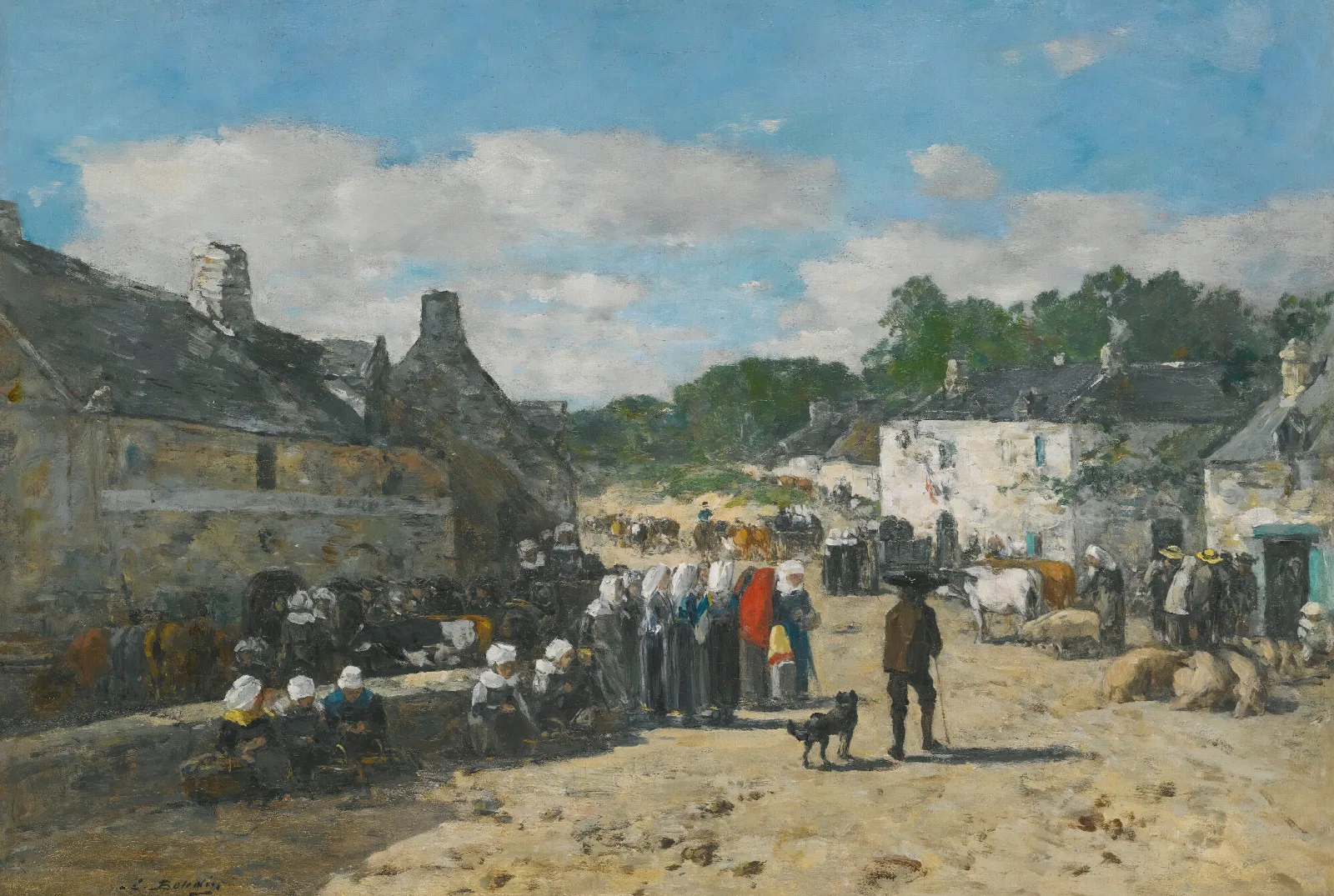 Jour De Foire En Bretagne Wall Art by Eugène Boudin - Canvas Print