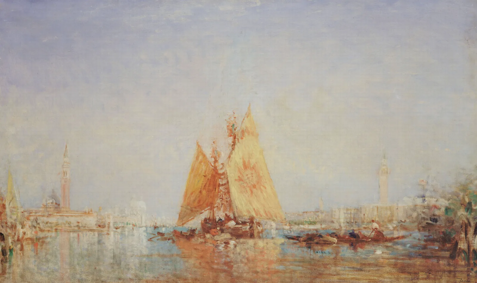 Venise Trabaccolo A La Voile Jaune Wall Art by Félix Ziem - Canvas Print