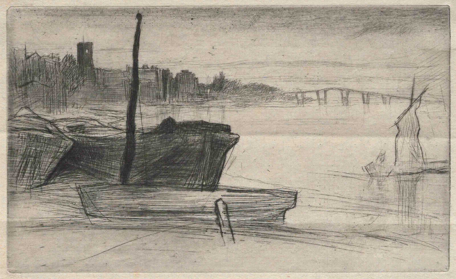 Chelsea Bridge And Church Wall Art by James Abbott McNeill Whistler - Canvas Print