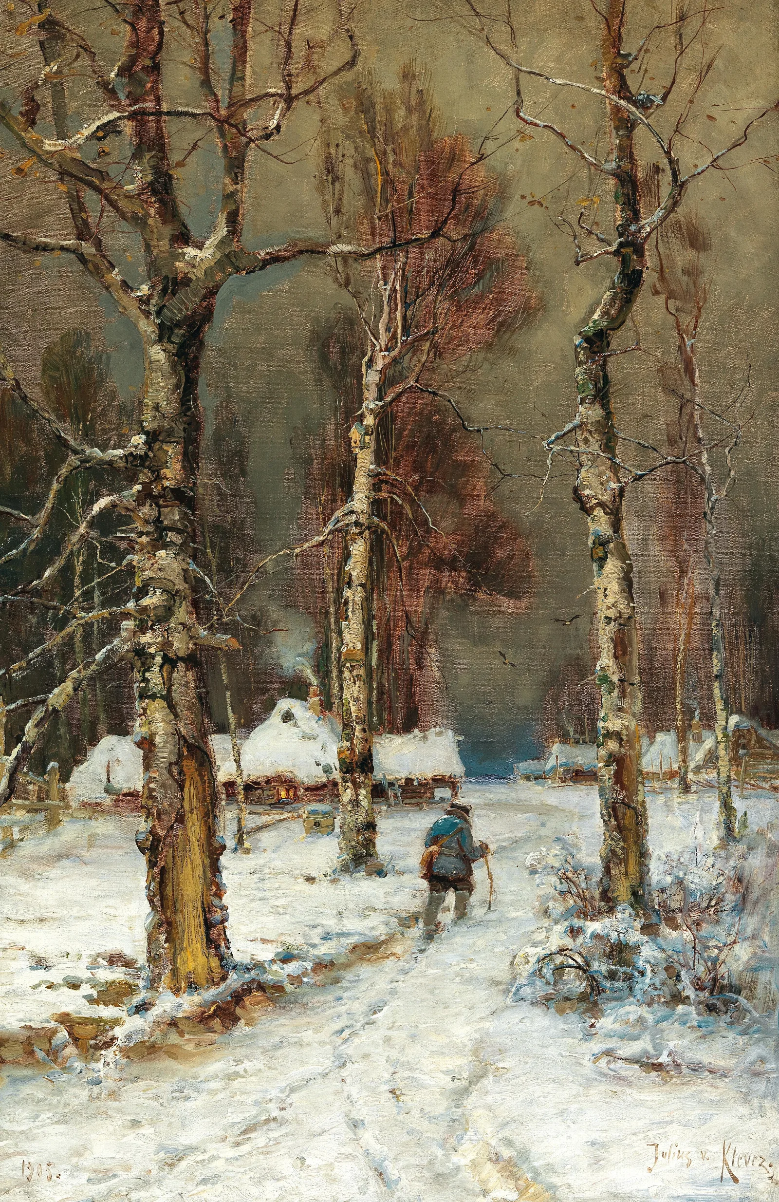 A Winter Evening Wall Art by Julius Sergius Klever - Canvas Print