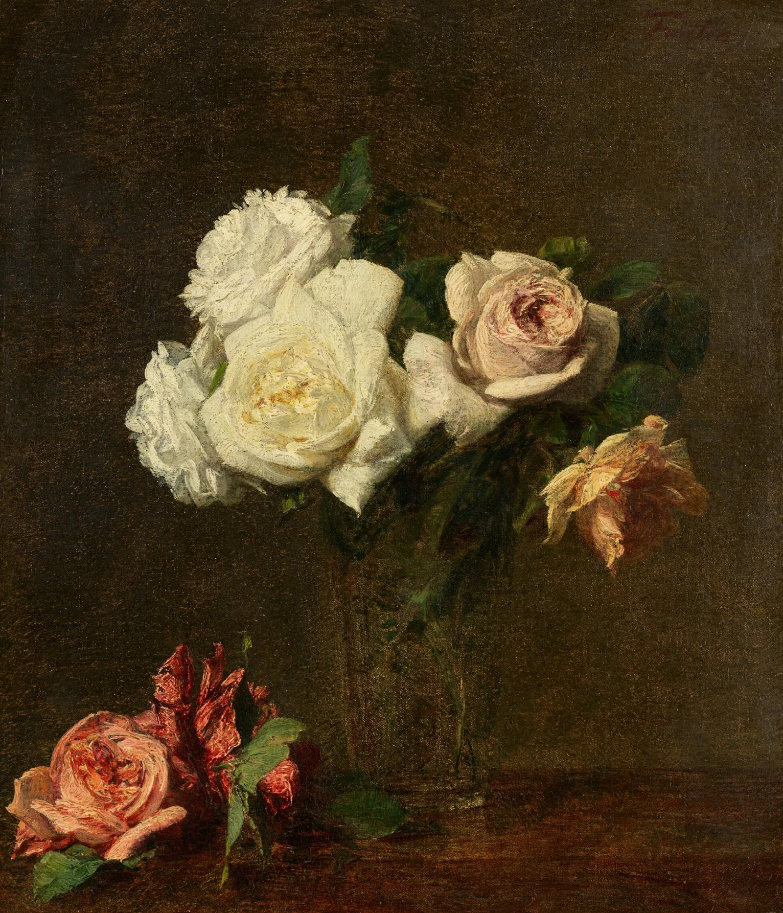 Roses 49 Wall Art by Henri Fantin-Latour - Canvas Print