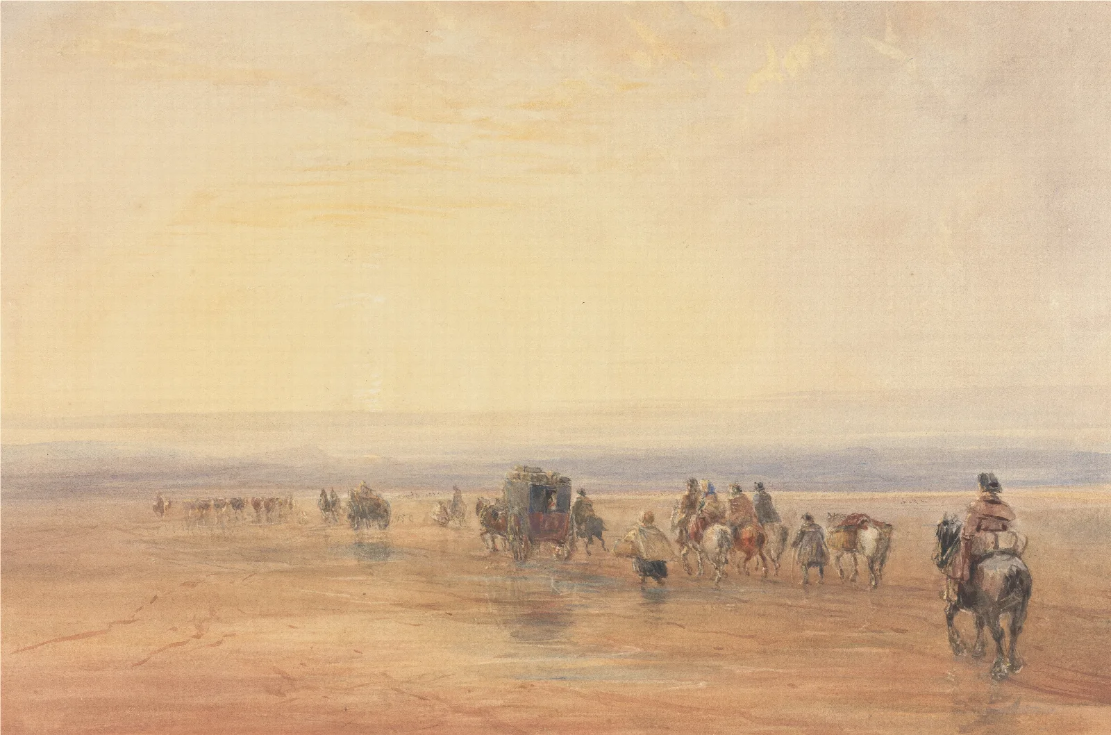 Crossing Lancaster Sands Wall Art by David Cox - Canvas Print