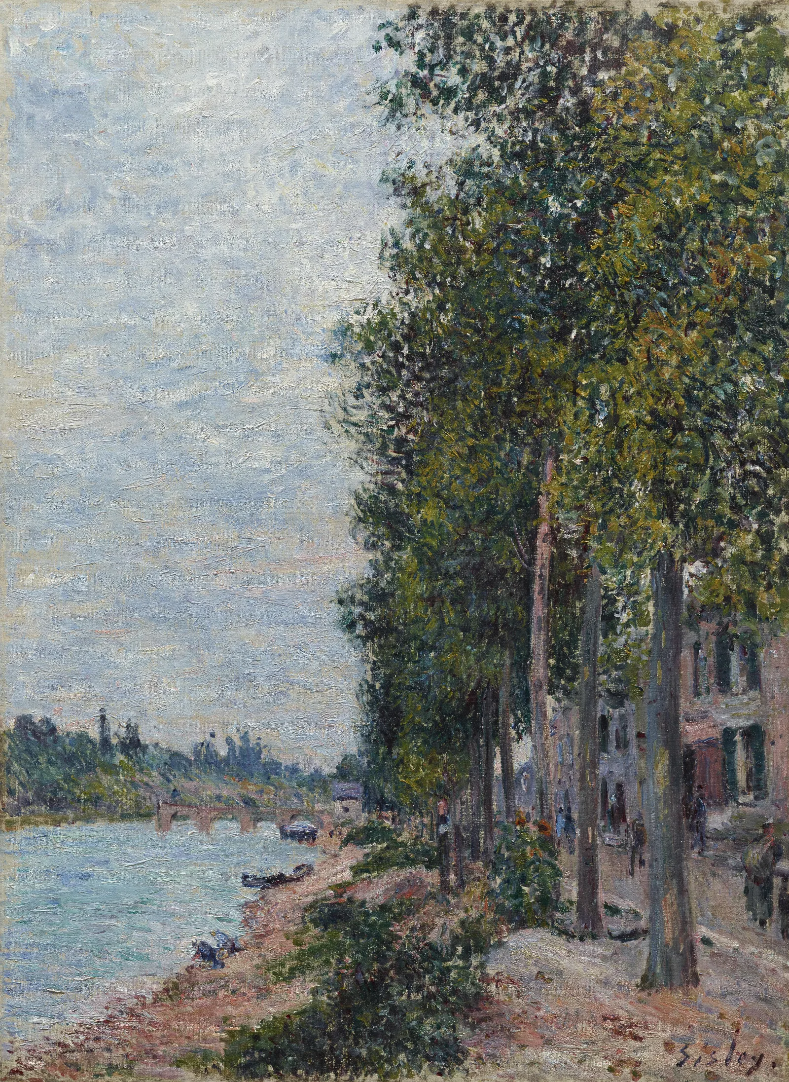 Road Along The Seine At Saint Mammes Wall Art by Alfred Sisley - Canvas Print