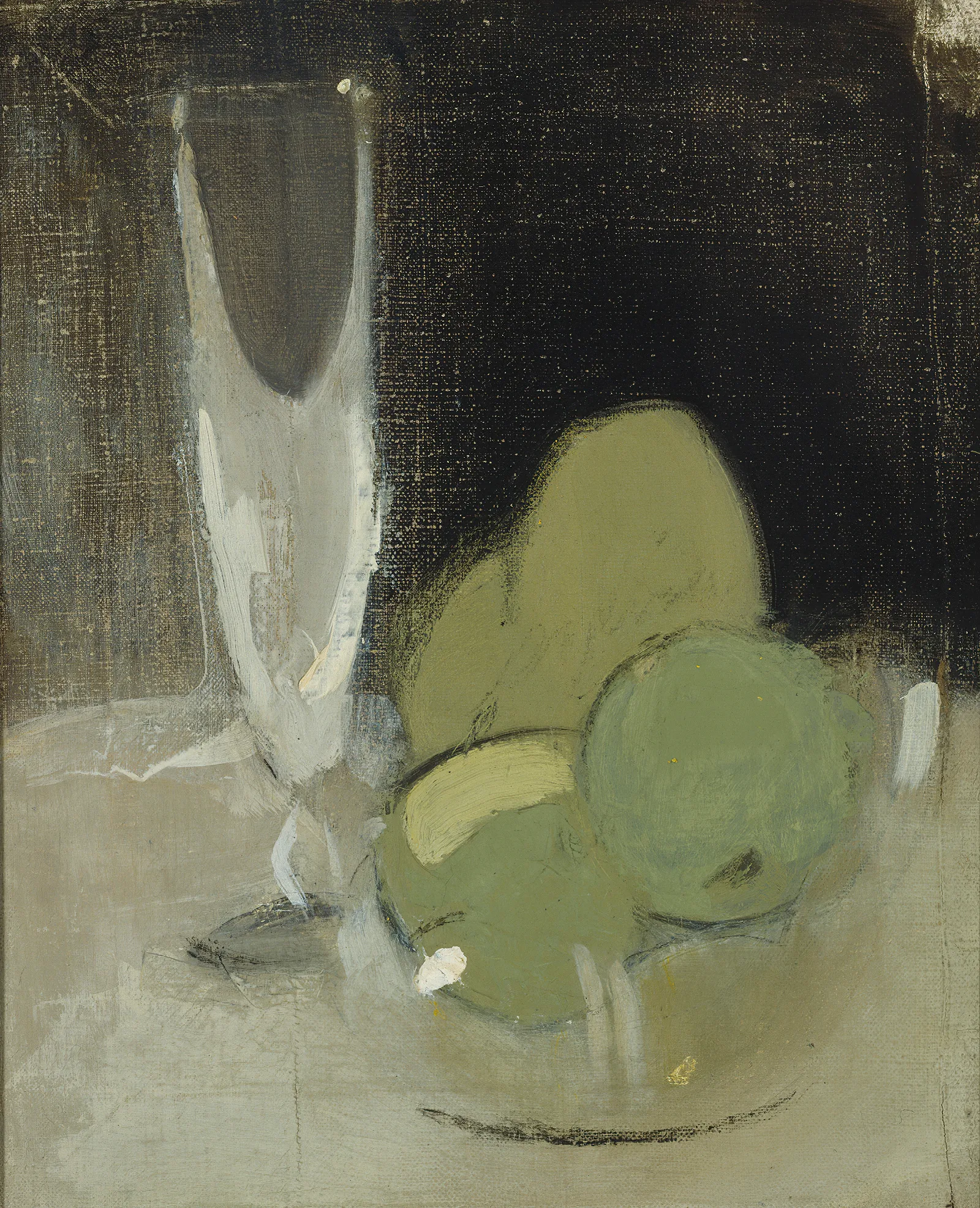 Green Apples And Champagne Glass Wall Art by Helene Schjerfbeck - Canvas Print