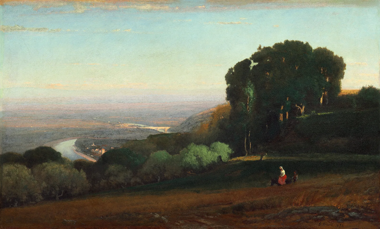 View Of The Tiber Near Perugia Wall Art by George Inness - Canvas Print