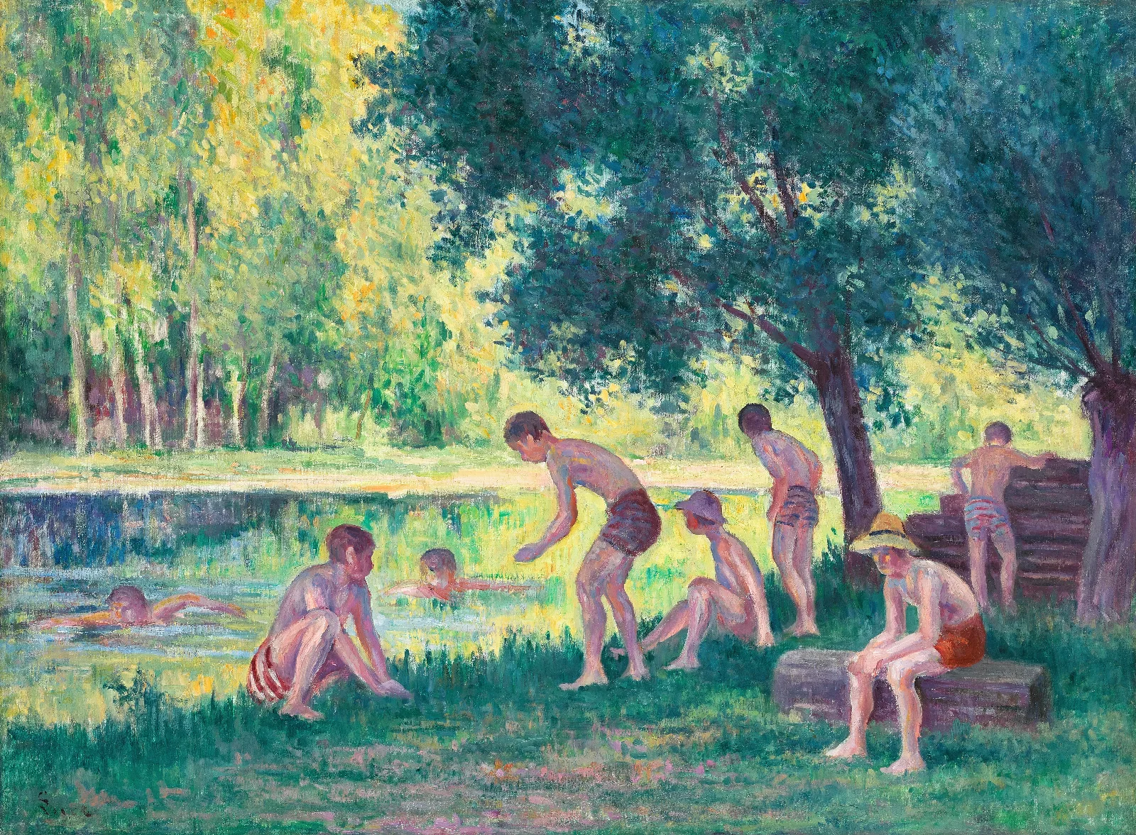Baignade Dans La Cure 2 Wall Art by Maximilien Luce - Canvas Print