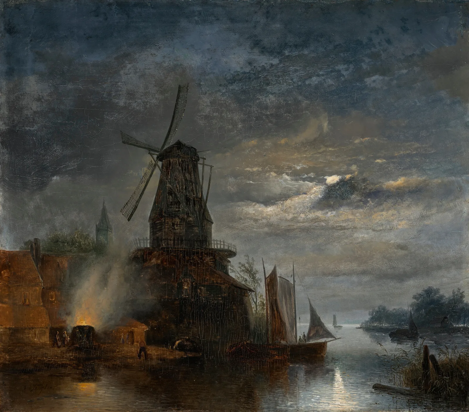 Moulin Et Scierie Hollande Wall Art by Johan Barthold Jongkind - Canvas Print