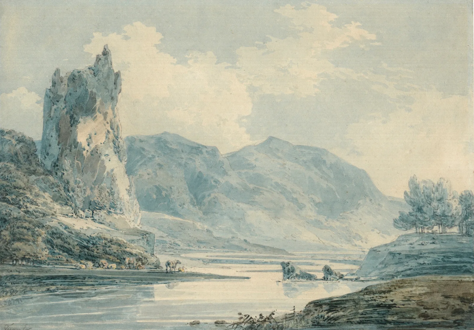 Ilam Rock Dovedale Derbyshire Wall Art by Joseph Mallord William Turner - Canvas Print